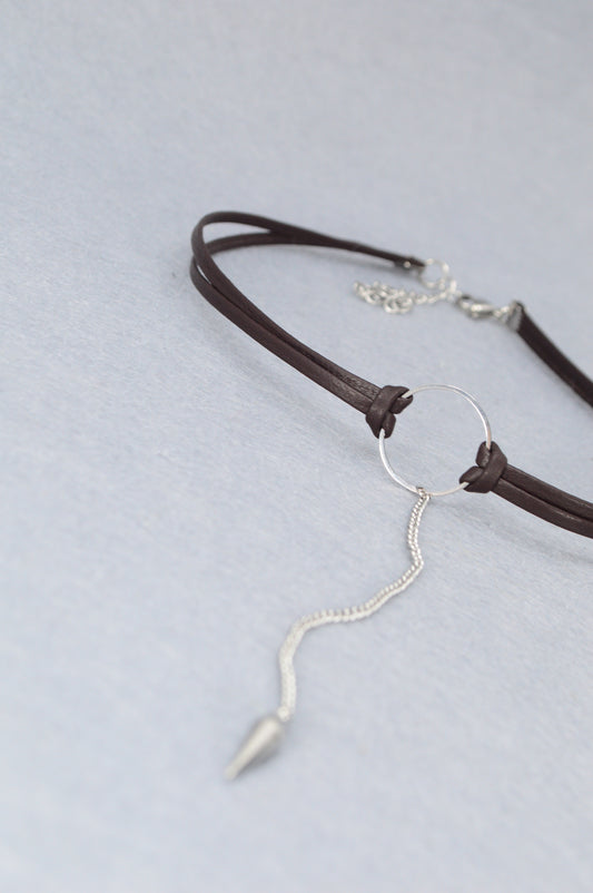 Circle & Spike Pendant Choker – Edgy Boho Punk Necklace