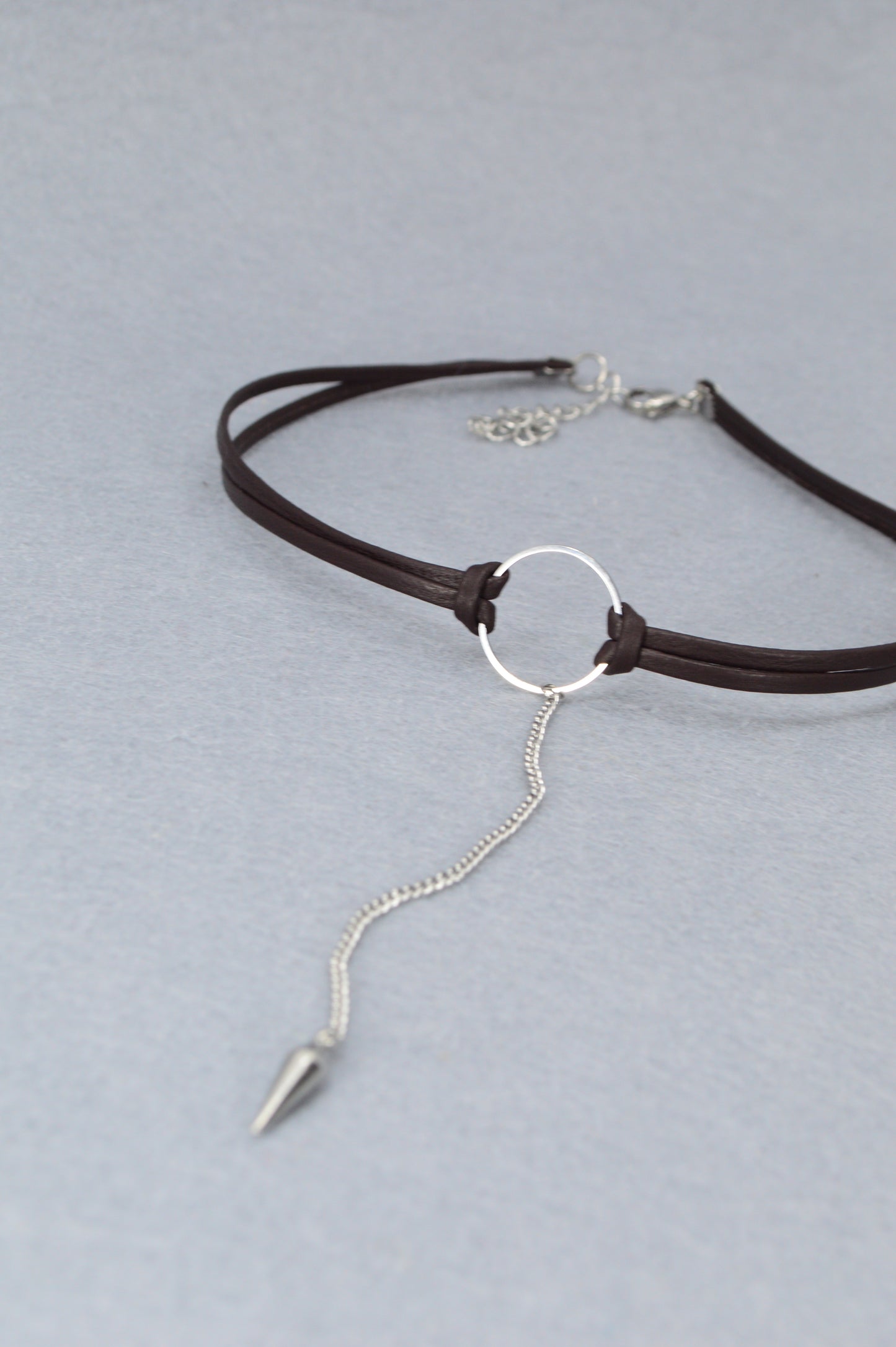 Circle & Spike Pendant Choker – Edgy Boho Punk Necklace