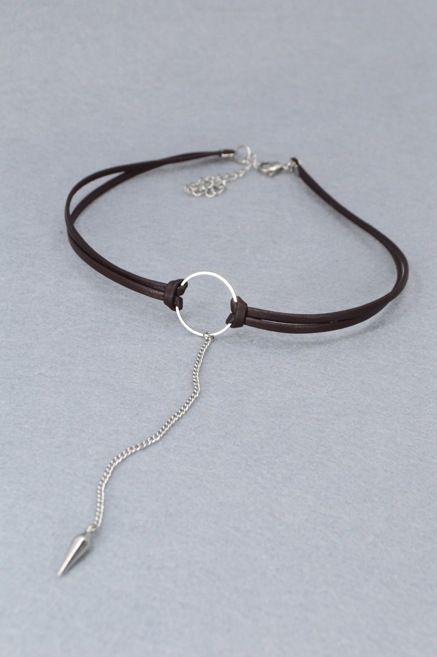 Circle & Spike Pendant Choker – Edgy Boho Punk Necklace