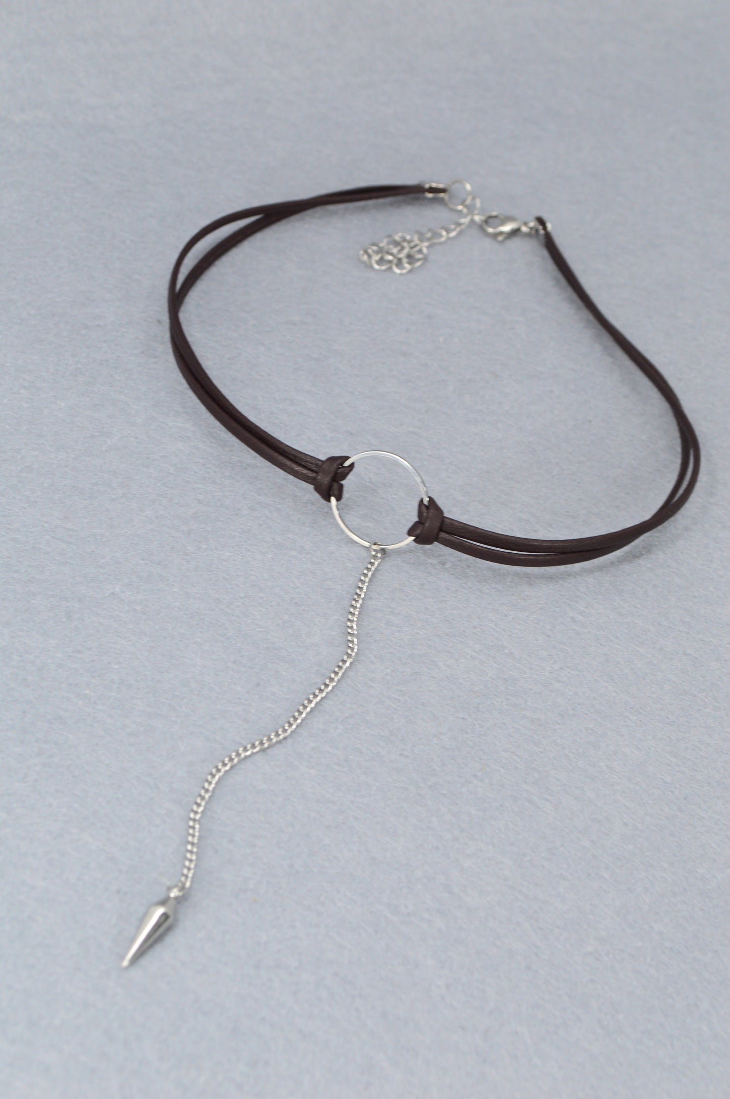 Circle & Spike Pendant Choker – Edgy Boho Punk Necklace