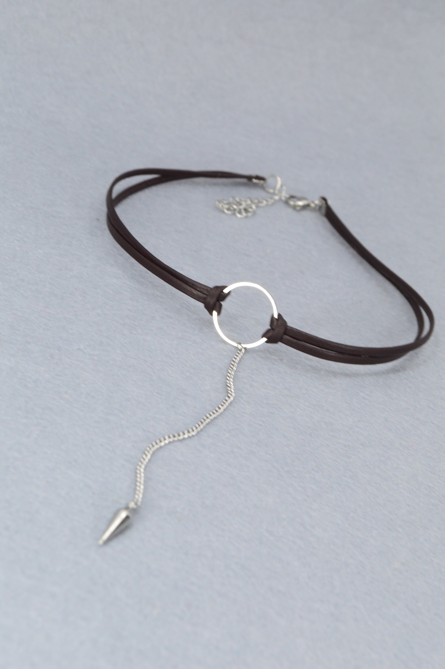 Circle & Spike Pendant Choker – Edgy Boho Punk Necklace