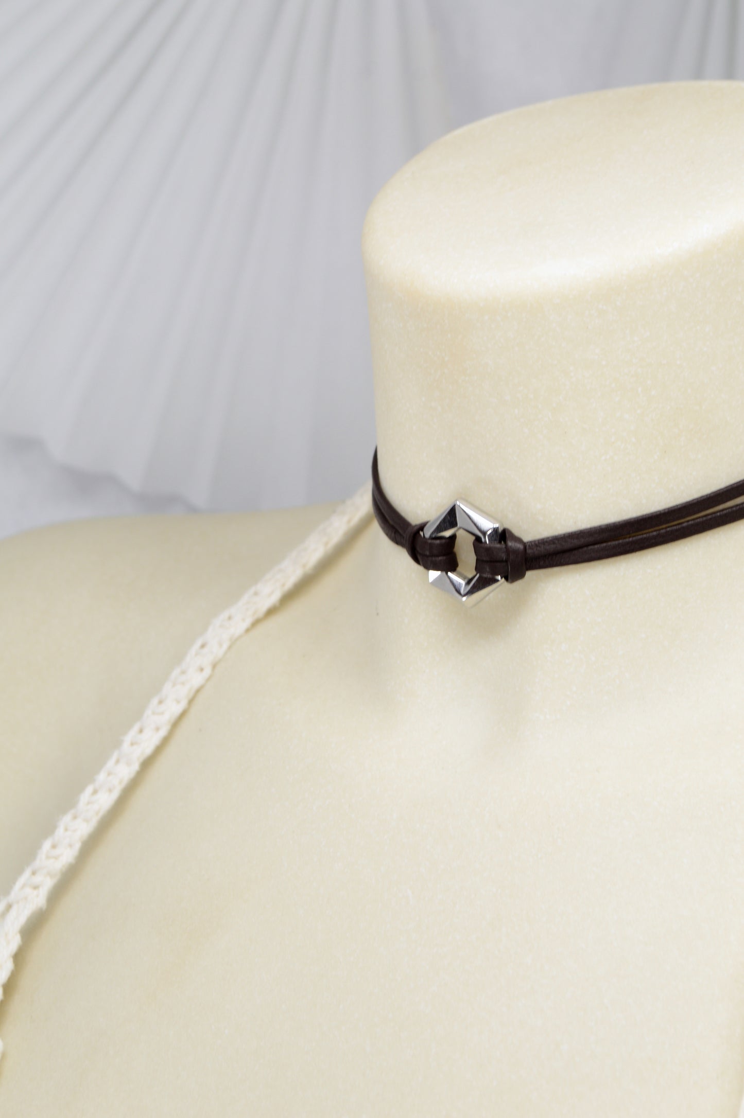 Geometric Leather Choker | Minimalist Gothic Necklace