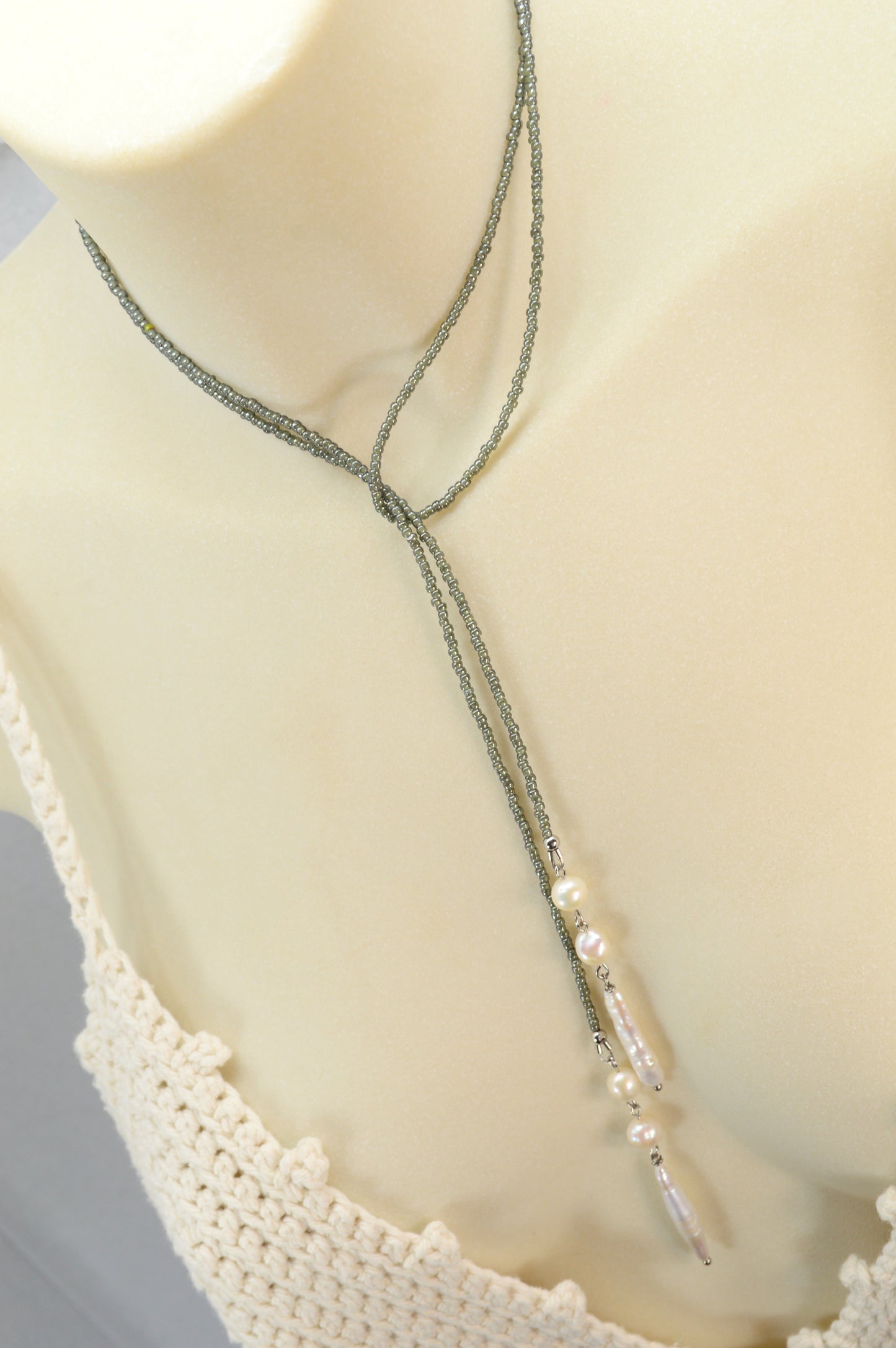 Minimalist Beaded Necklace with Freshwater Pearls – Modern Layered Jewelry