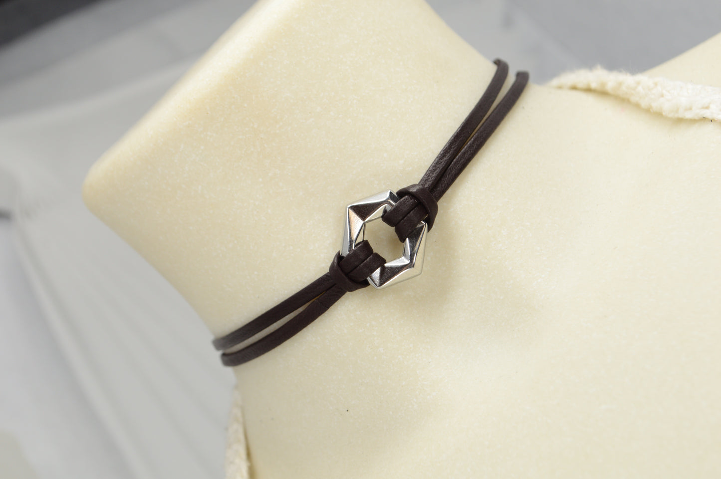 Geometric Leather Choker | Minimalist Gothic Necklace