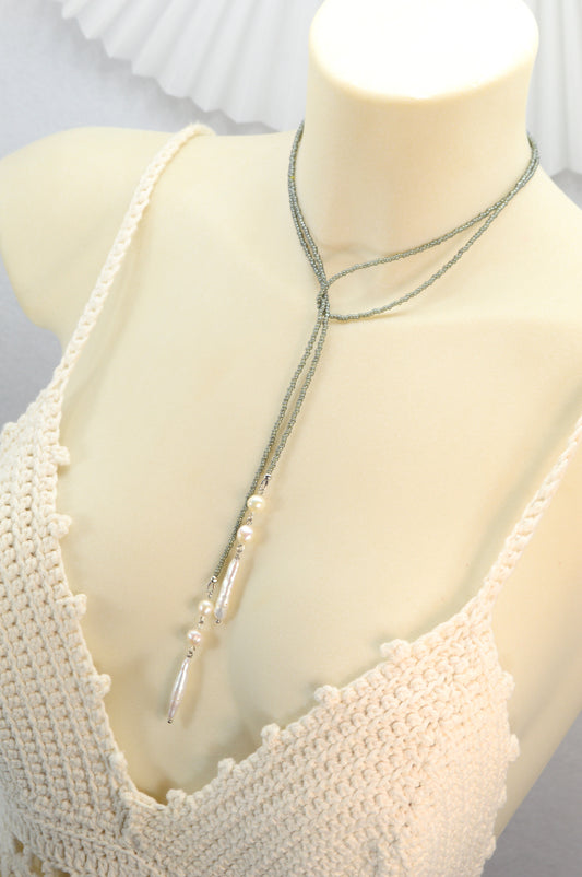Minimalist Beaded Necklace with Freshwater Pearls – Modern Layered Jewelry