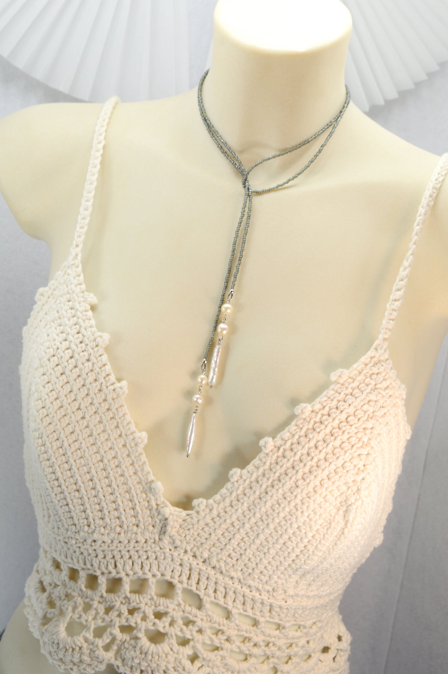 Minimalist Beaded Necklace with Freshwater Pearls – Modern Layered Jewelry