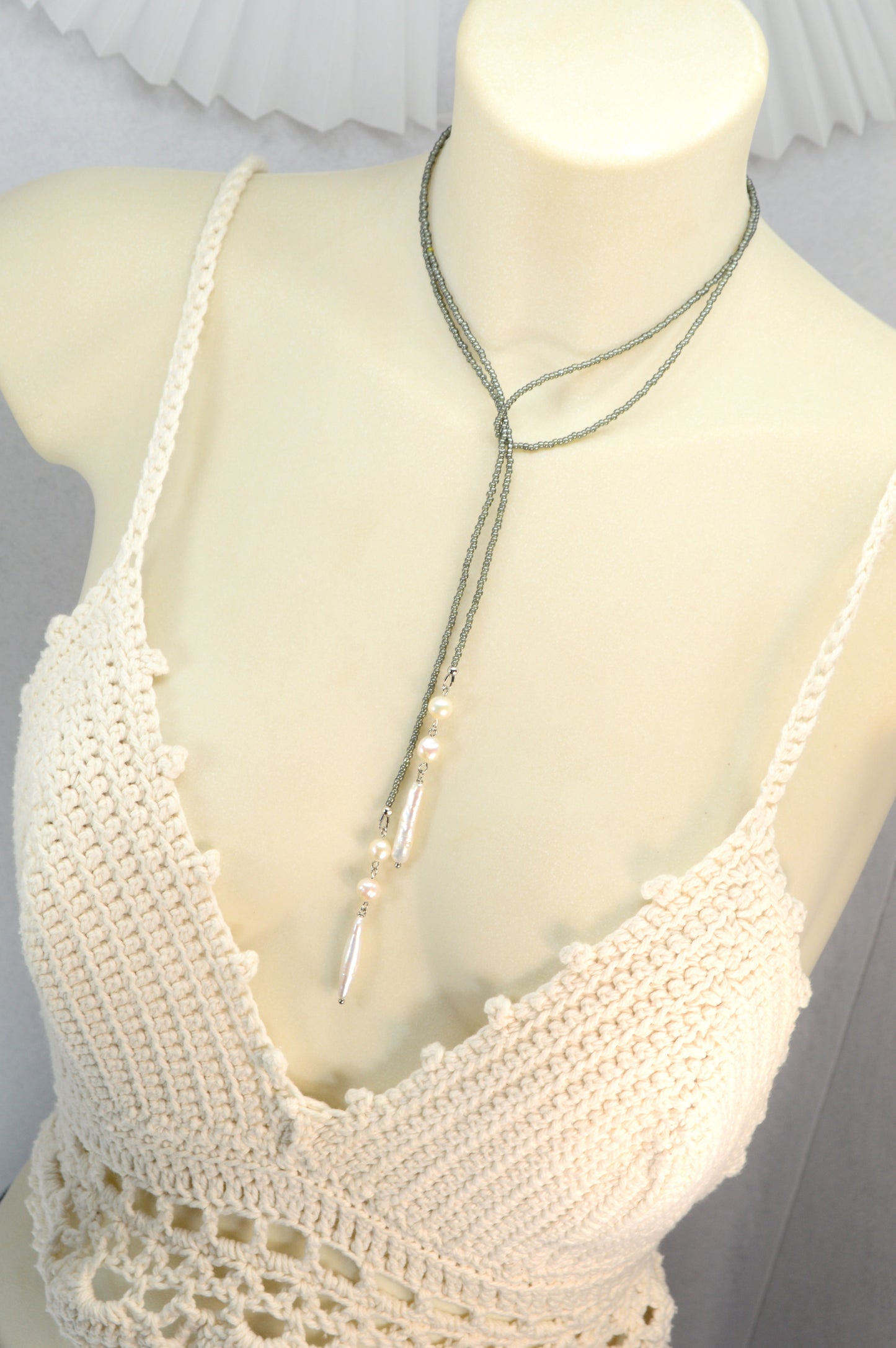 Minimalist Beaded Necklace with Freshwater Pearls – Modern Layered Jewelry