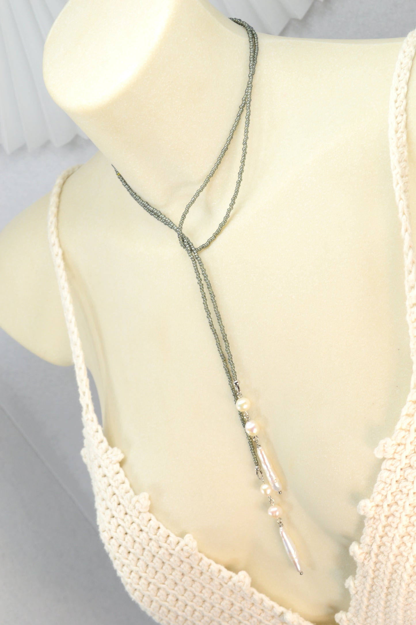 Minimalist Beaded Necklace with Freshwater Pearls – Modern Layered Jewelry