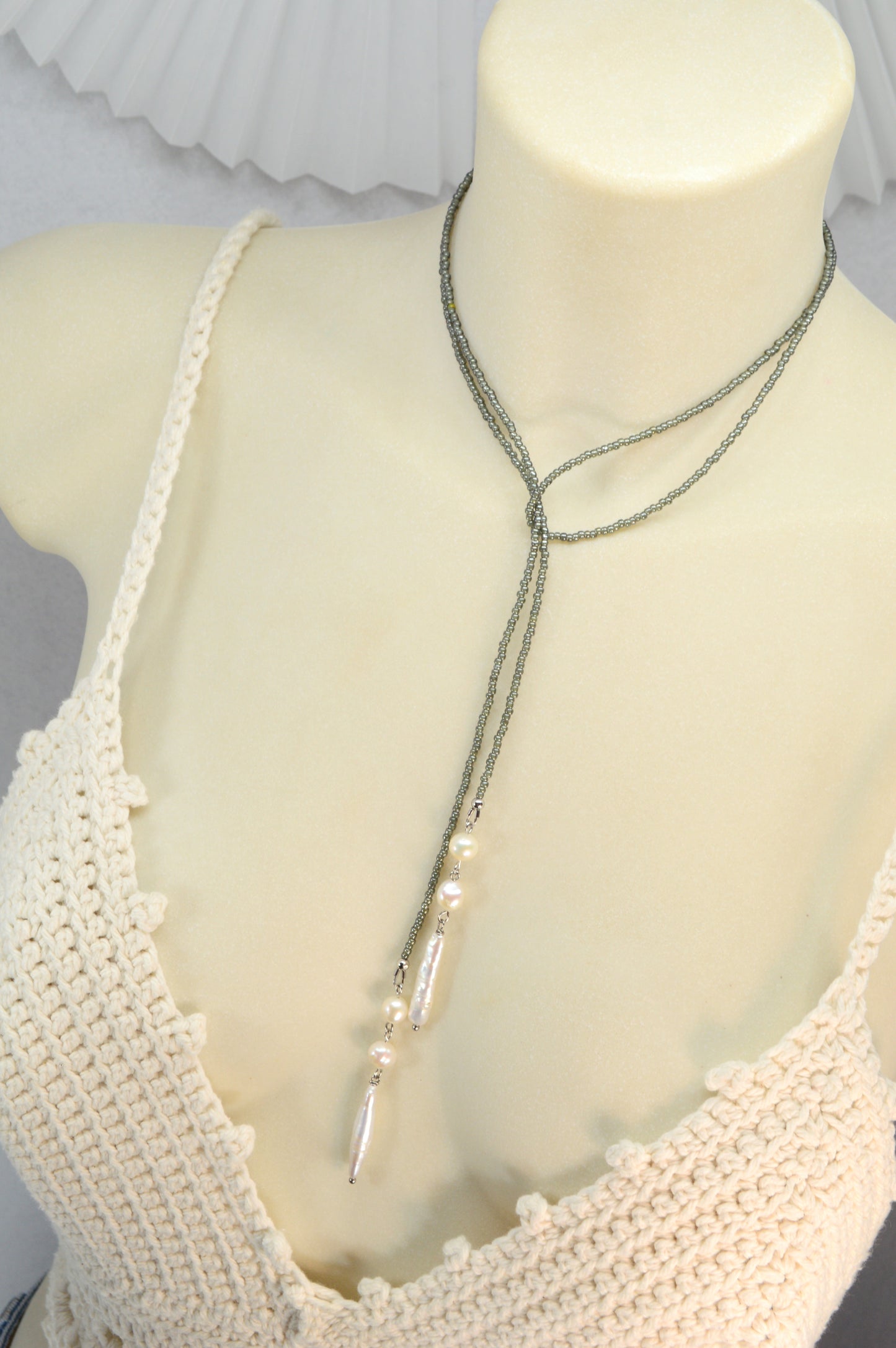 Minimalist Beaded Necklace with Freshwater Pearls – Modern Layered Jewelry
