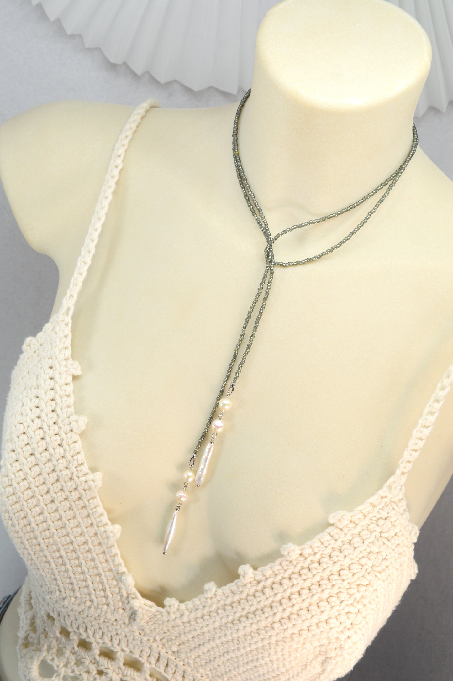 Minimalist Beaded Necklace with Freshwater Pearls – Modern Layered Jewelry