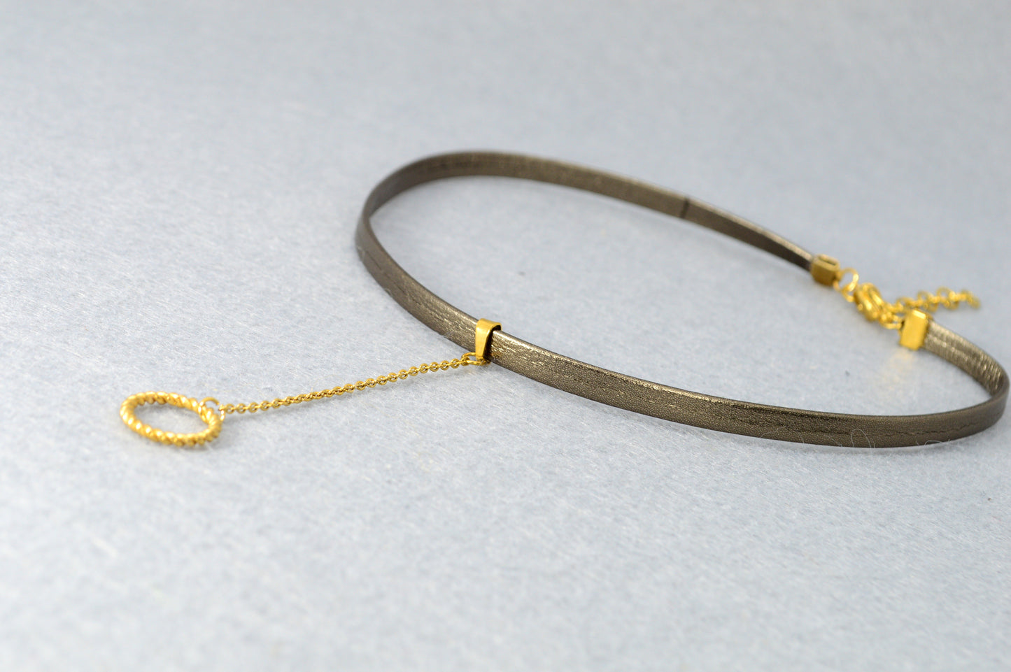 Boho Chic Leather Choker with Gold Circle Pendant | Festival & Statement Necklace