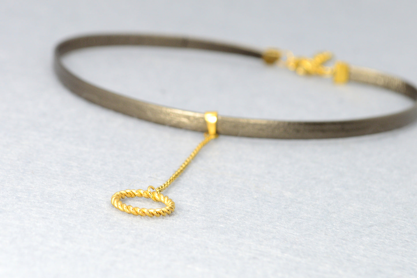 Boho Chic Leather Choker with Gold Circle Pendant | Festival & Statement Necklace