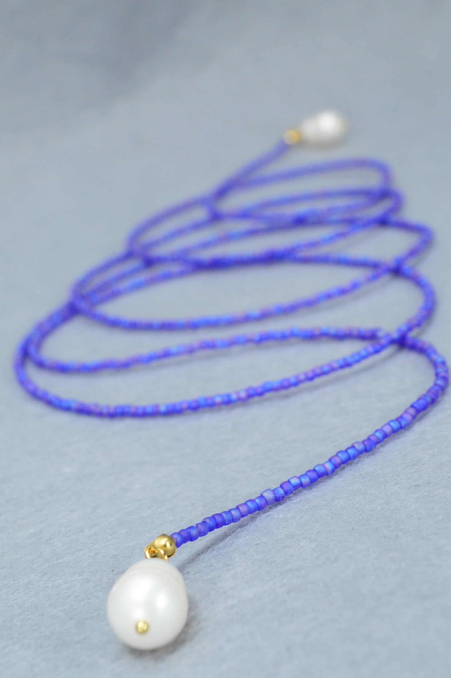 Boho Colorful Beaded Lariat Necklaces – Handmade Wrap Y Necklace with Freshwater Pearls – Blue, Lavender, Purple, Brick Red, Coral