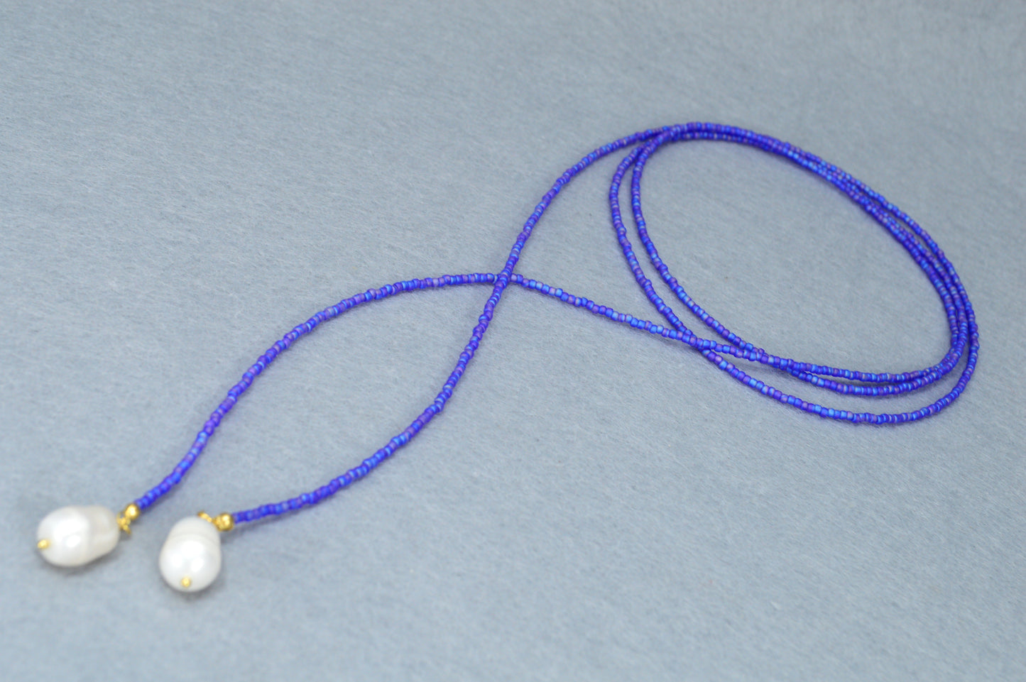 Boho Colorful Beaded Lariat Necklaces – Handmade Wrap Y Necklace with Freshwater Pearls – Blue, Lavender, Purple, Brick Red, Coral