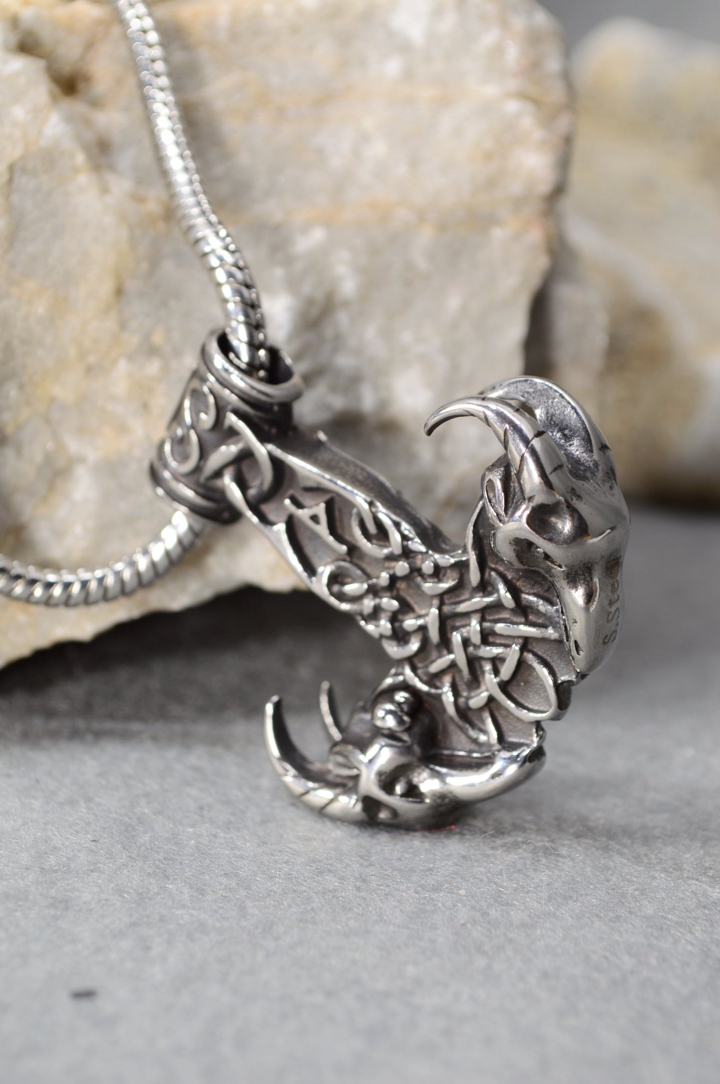 Horned Skull Pendant Gothic Necklace