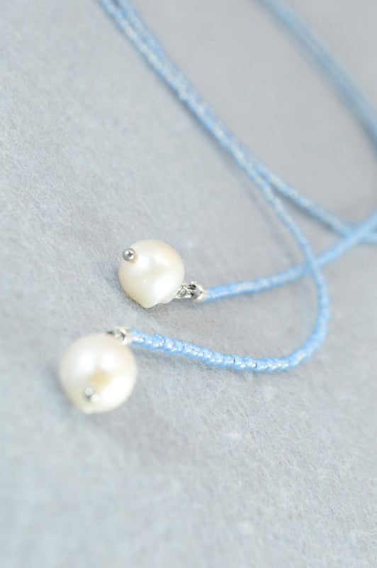 Black Pearl Lariat Necklace | Boho Y Necklace | Handmade Long Chain Jewelry