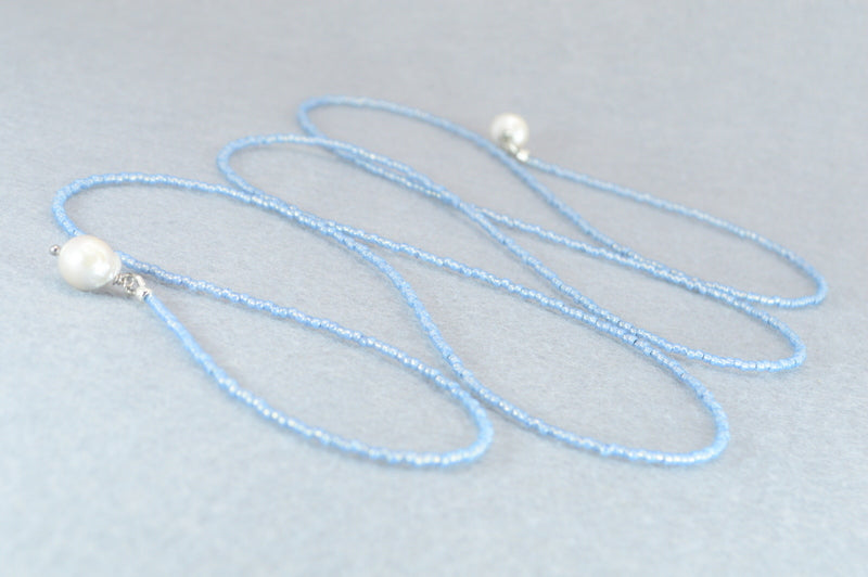Black Pearl Lariat Necklace | Boho Y Necklace | Handmade Long Chain Jewelry