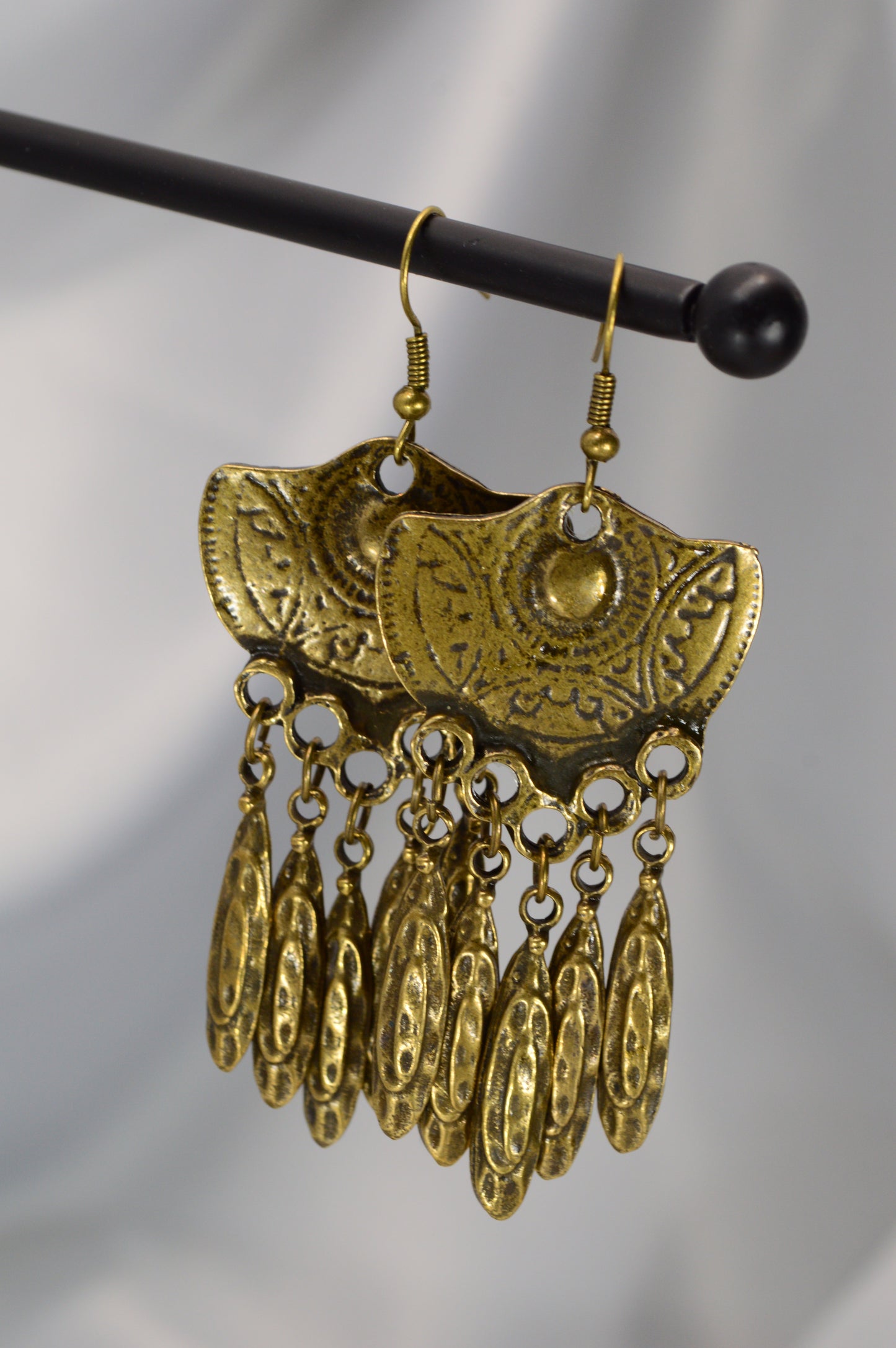 Boho Vintage Bronze Dangle Earrings – 7.2 cm / 2.8"