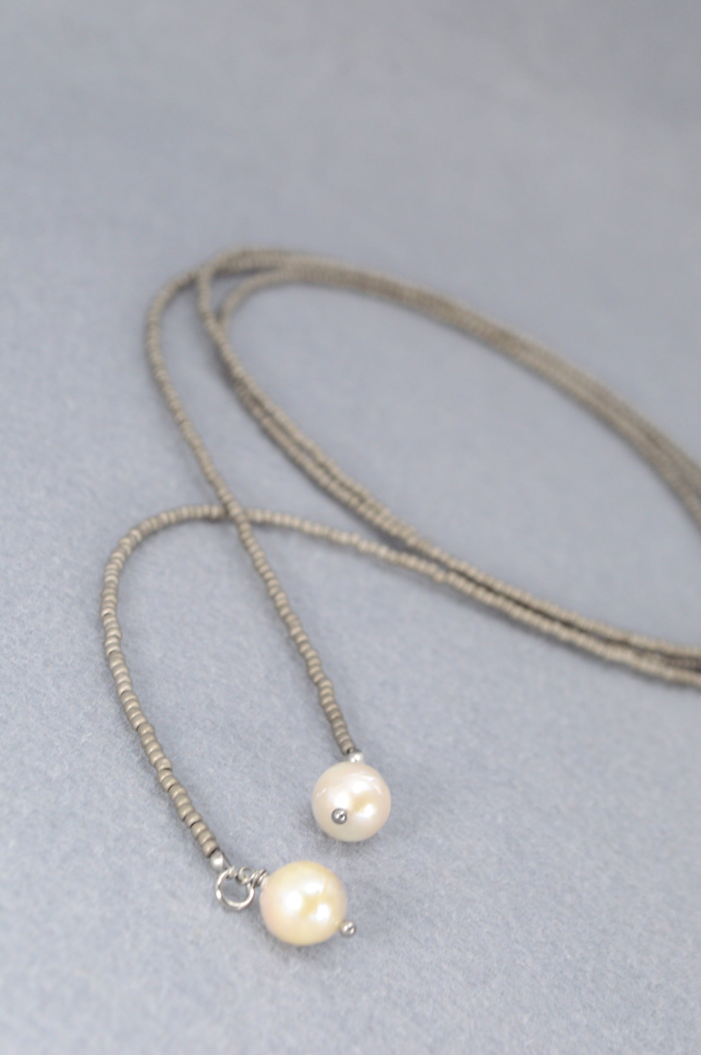Black Pearl Lariat Necklace | Boho Y Necklace | Handmade Long Chain Jewelry