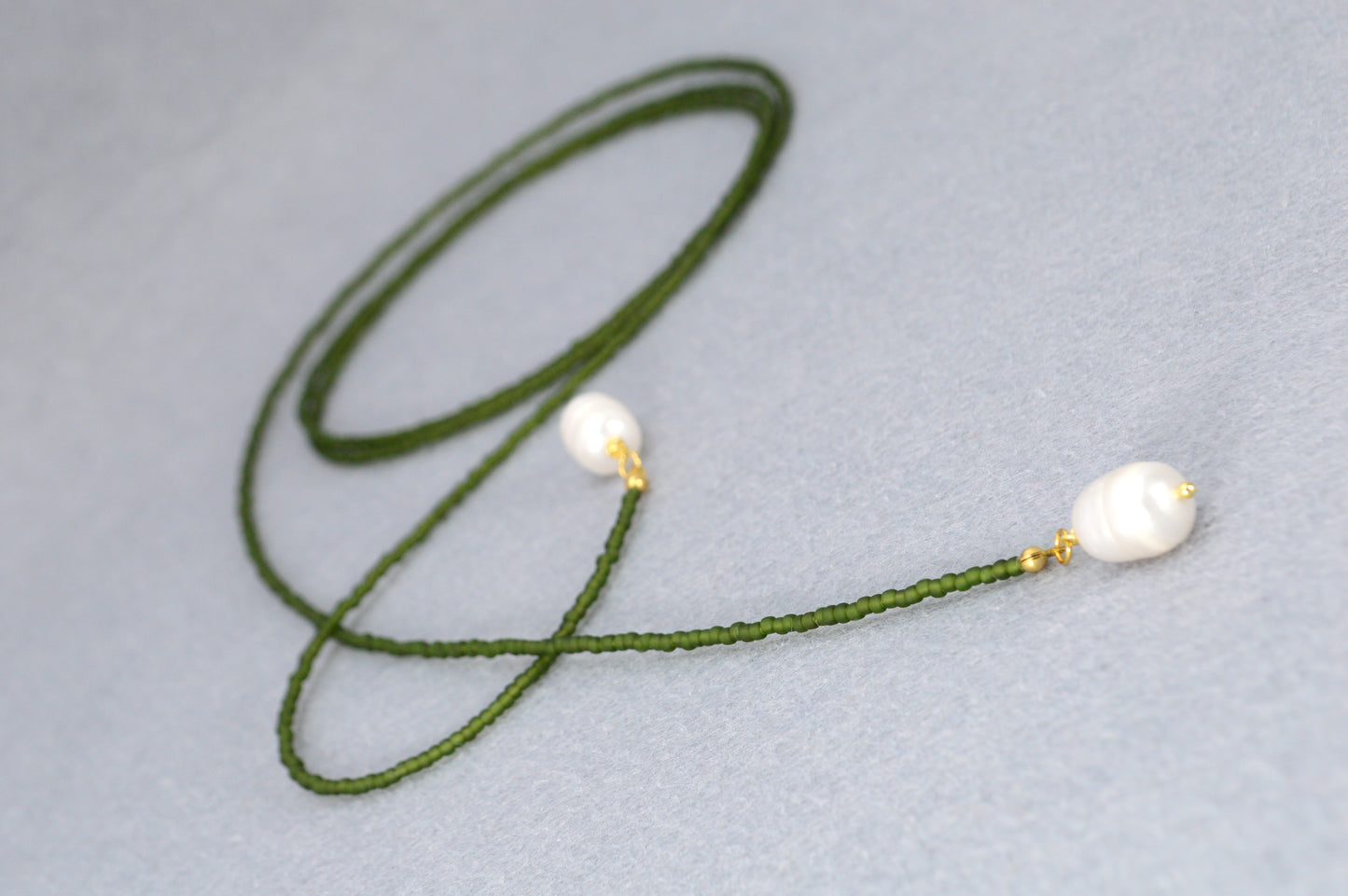 Boho Earthy & Green Beaded Lariat Necklaces – Handmade Wrap Y Necklace with Freshwater Pearls – Picasso Green, Moss, Gold, Transparent Gold, Earth Brown, Turquoise Picasso, Peach