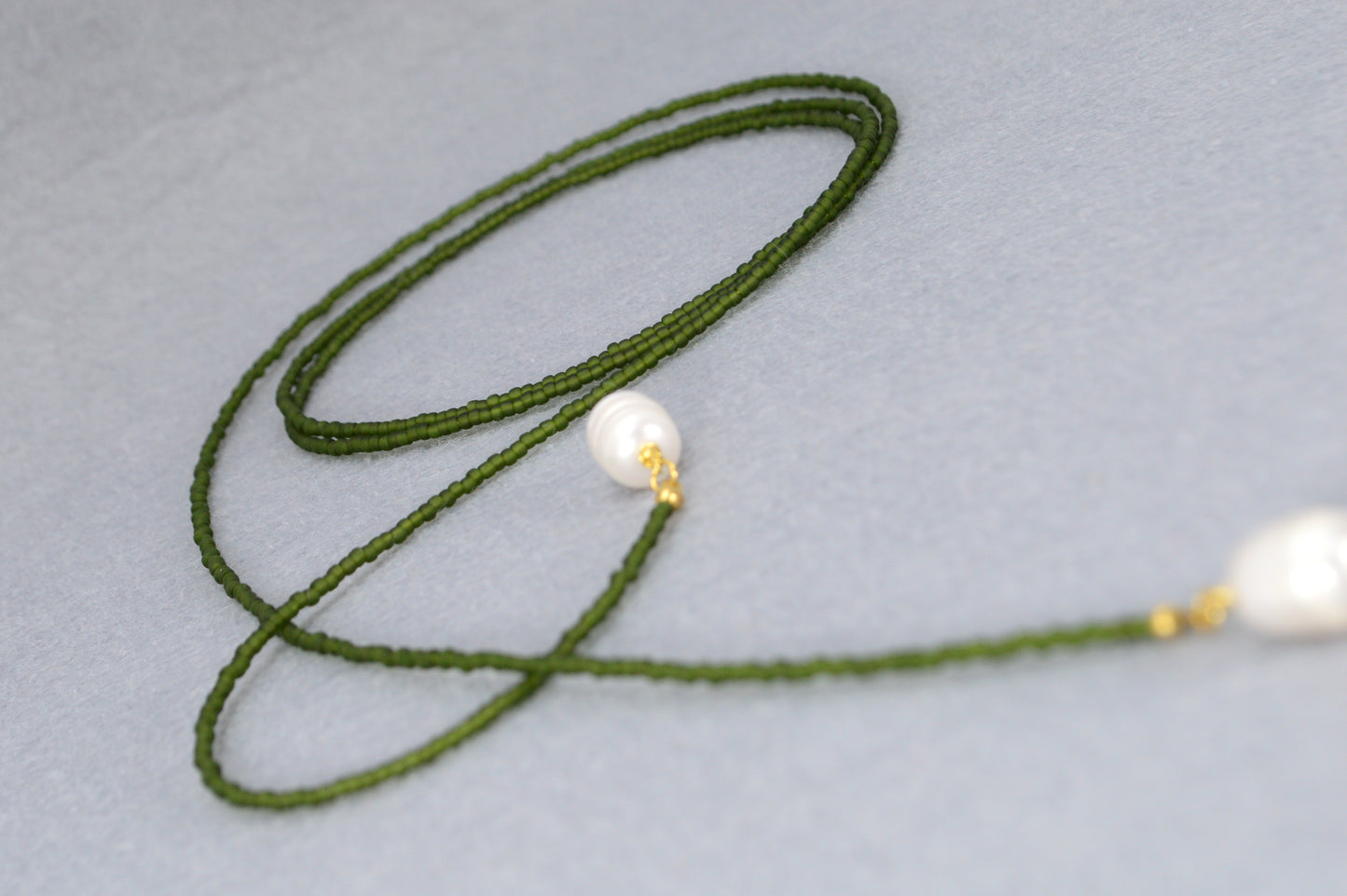 Boho Earthy & Green Beaded Lariat Necklaces – Handmade Wrap Y Necklace with Freshwater Pearls – Picasso Green, Moss, Gold, Transparent Gold, Earth Brown, Turquoise Picasso, Peach
