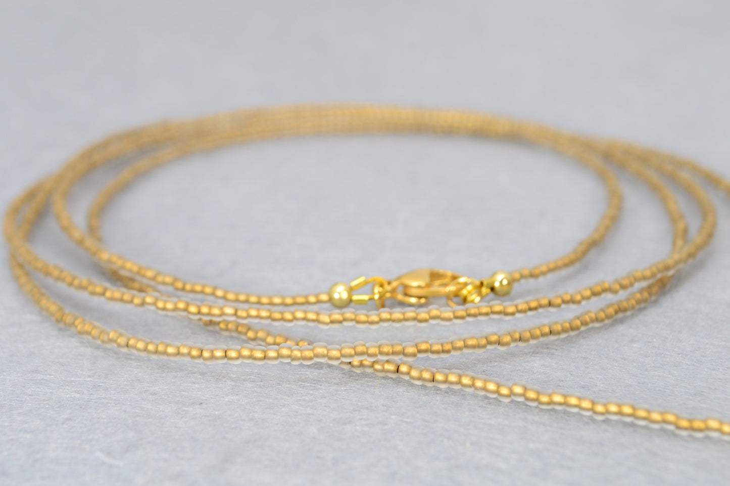 Boho Gold Beaded Lariat Necklace – Minimalist Wrap Y Necklace with Baroque Freshwater Pearls – Layered Handmade Jewelry
