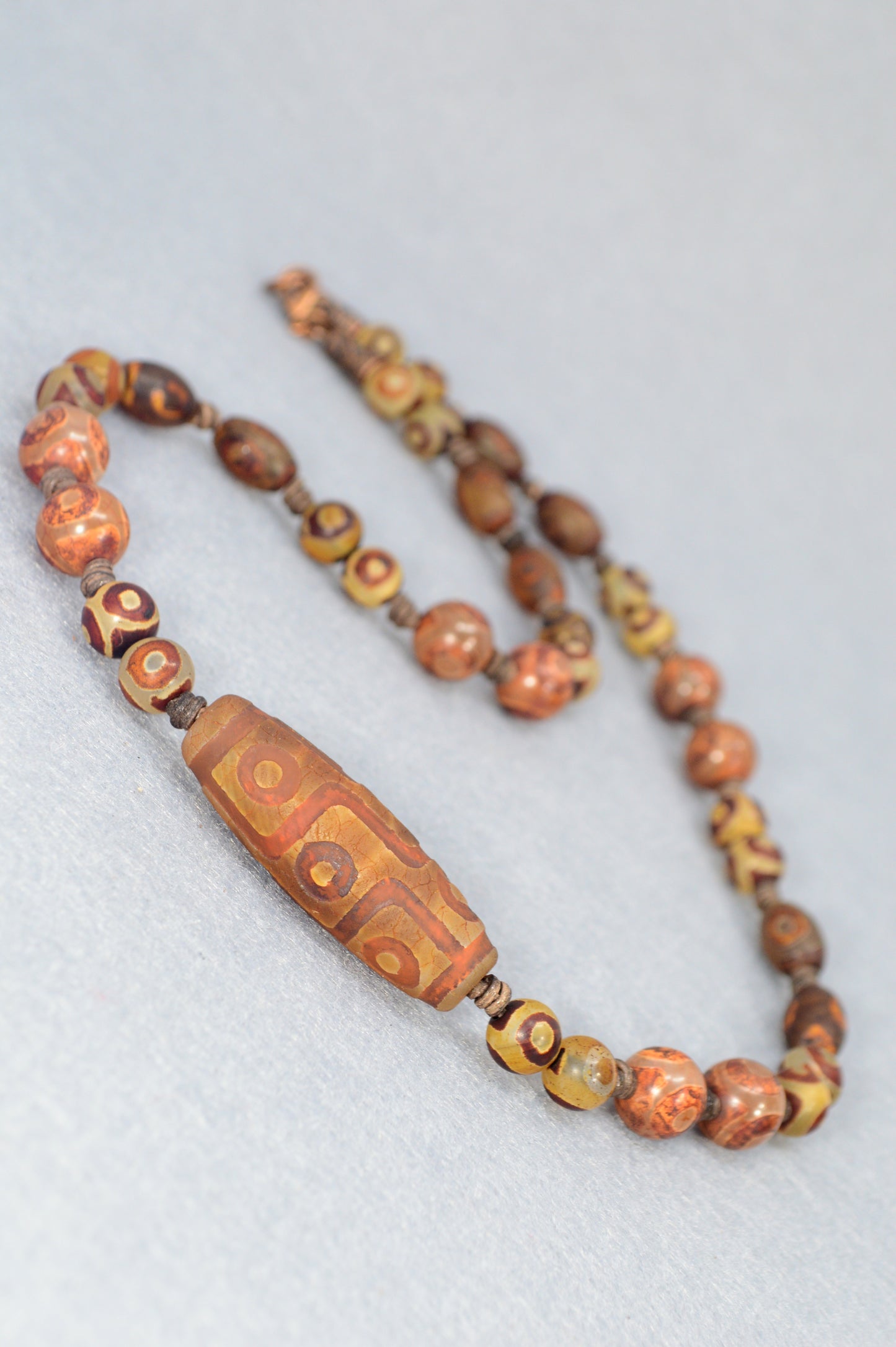 Collar unisex con cuenta tibetana Dzi – amuleto de protección de ágata, joyería espiritual boho