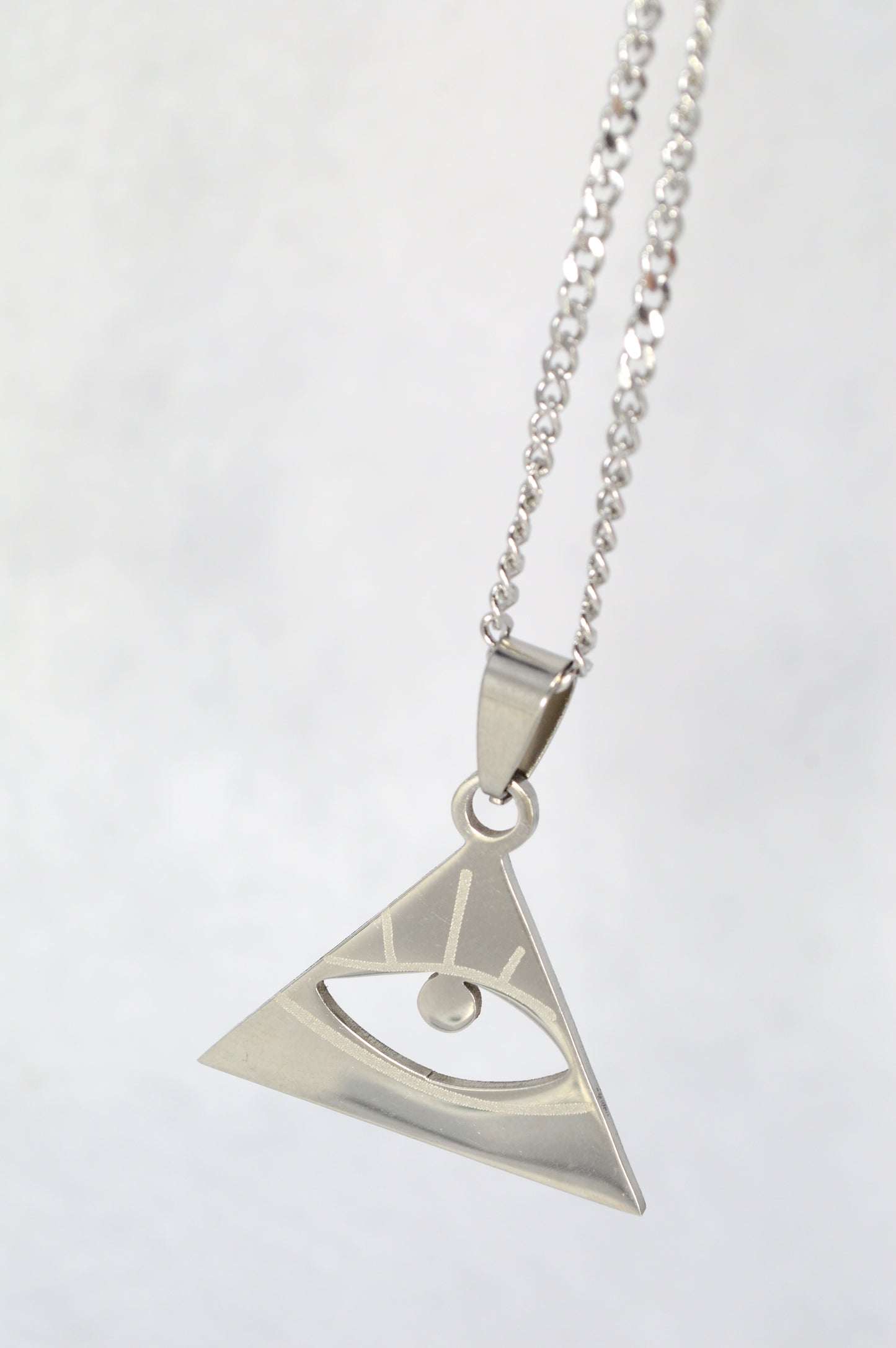 Triangle Eye Pendant Necklace – Stainless Steel Symbolic Amulet