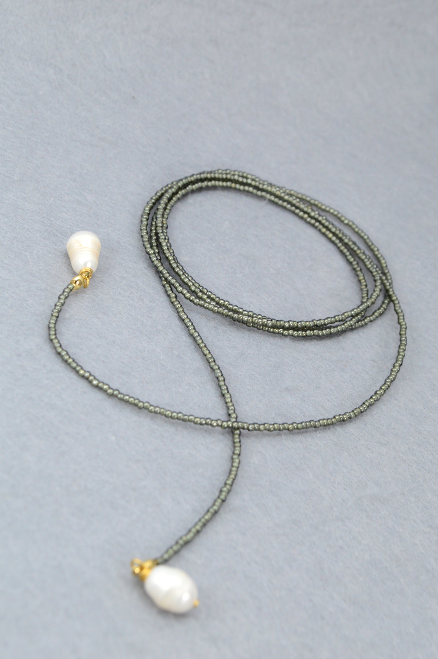 Black Pearl Lariat Necklace | Boho Y Necklace | Handmade Long Chain Jewelry