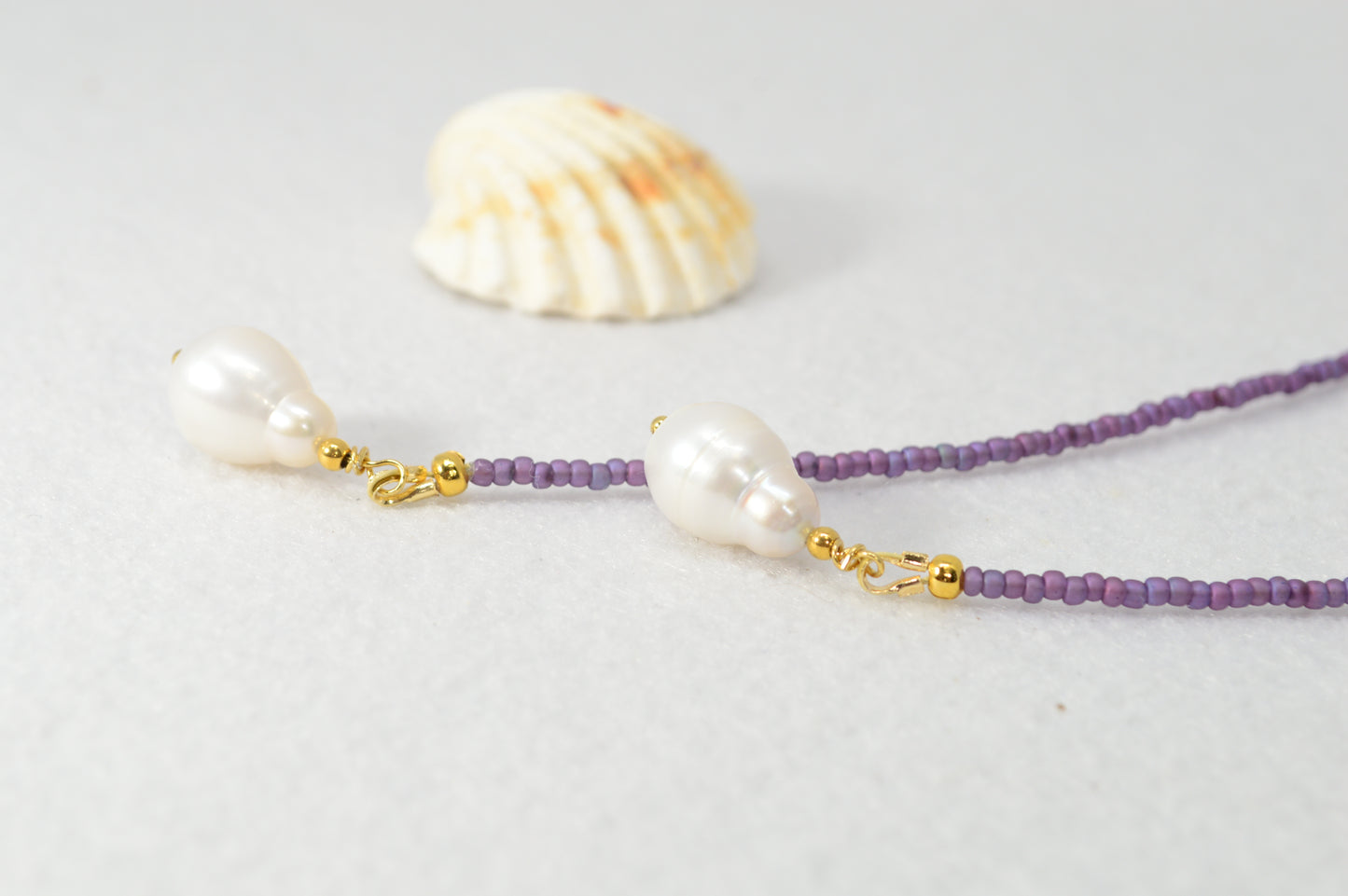 Boho Colorful Beaded Lariat Necklaces – Handmade Wrap Y Necklace with Freshwater Pearls – Blue, Lavender, Purple, Brick Red, Coral