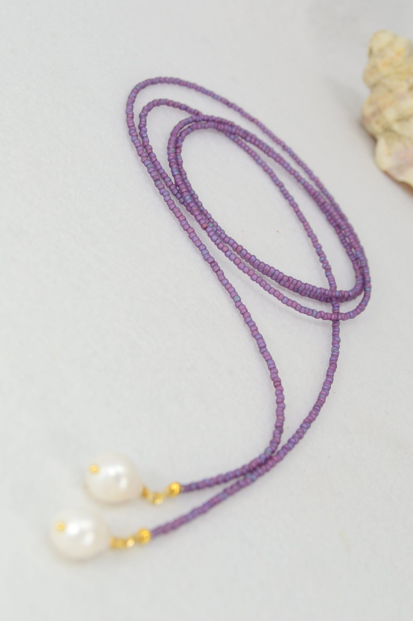 Black Pearl Lariat Necklace | Boho Y Necklace | Handmade Long Chain Jewelry