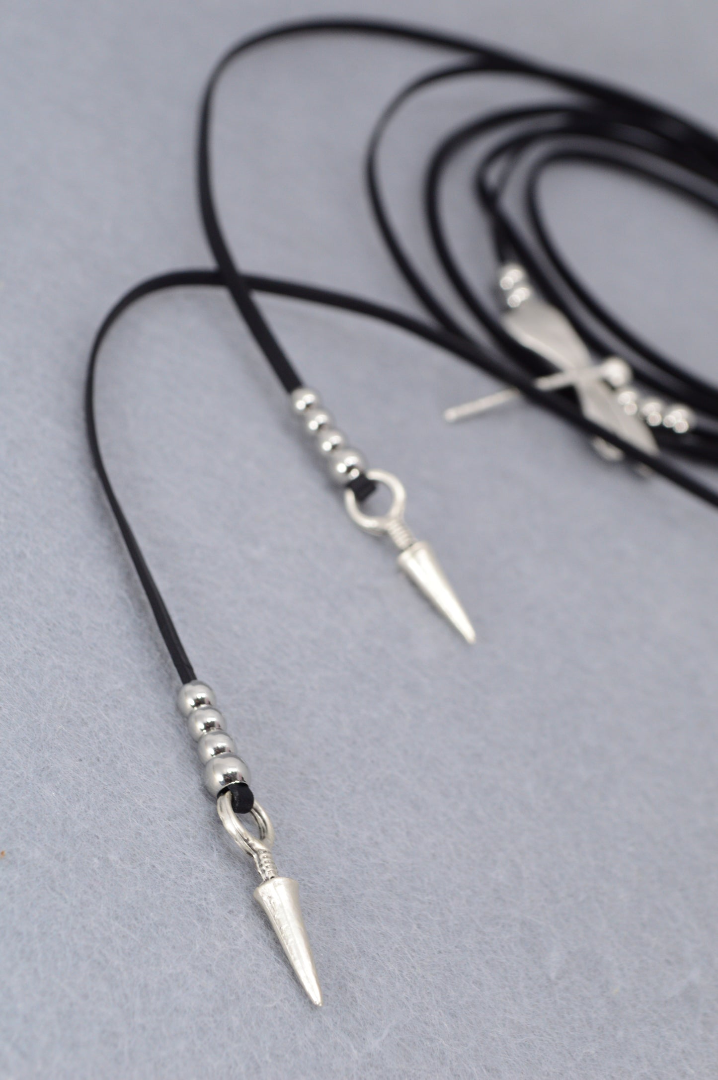 Dragonfly Spirit Necklace | Boho Leather Choker with Silver Charm & Spikes