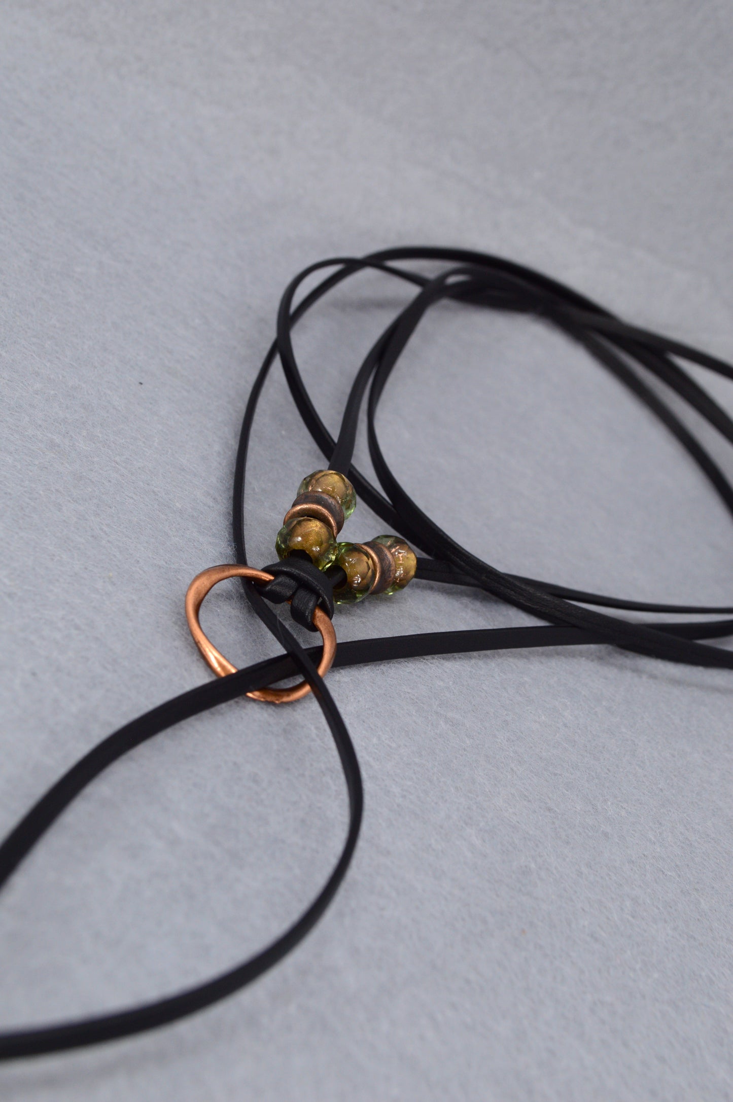 Boho Leather Necklace with Copper Accents | Handmade Festival Jewelry