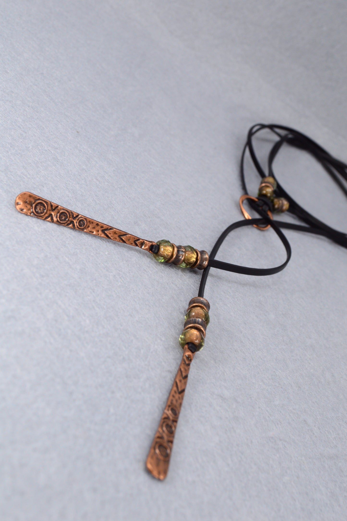 Boho Leather Necklace with Copper Accents | Handmade Festival Jewelry