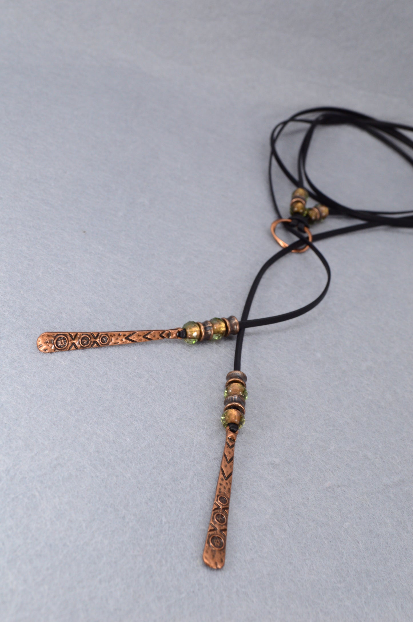 Boho Leather Necklace with Copper Accents | Handmade Festival Jewelry