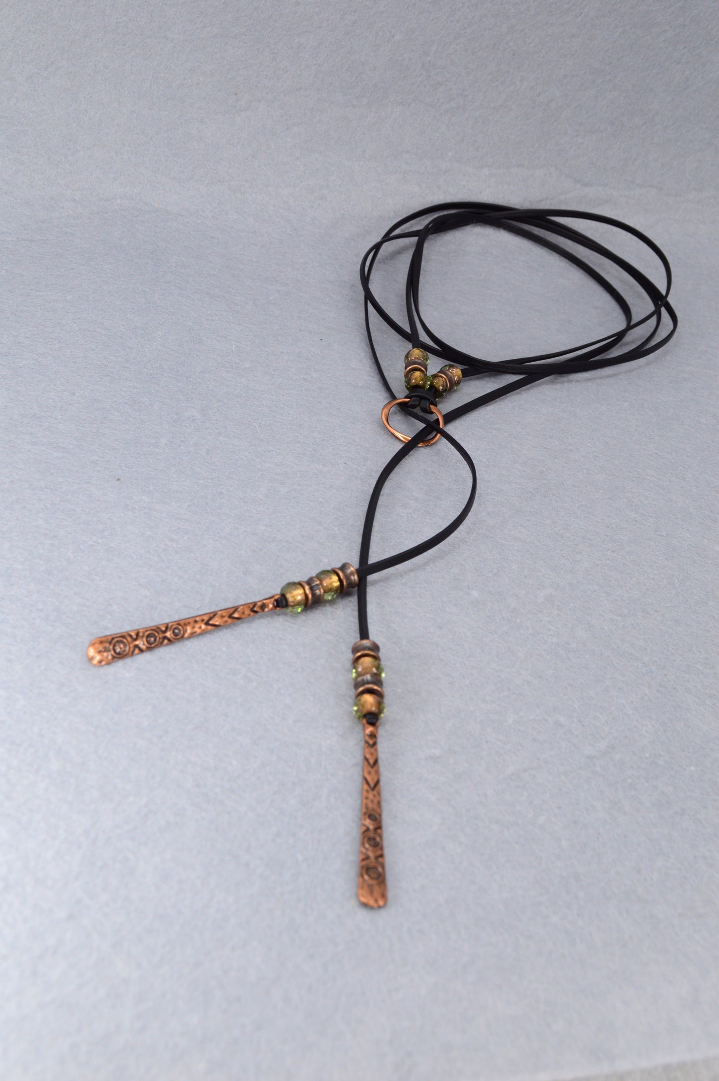 Boho Leather Necklace with Copper Accents | Handmade Festival Jewelry