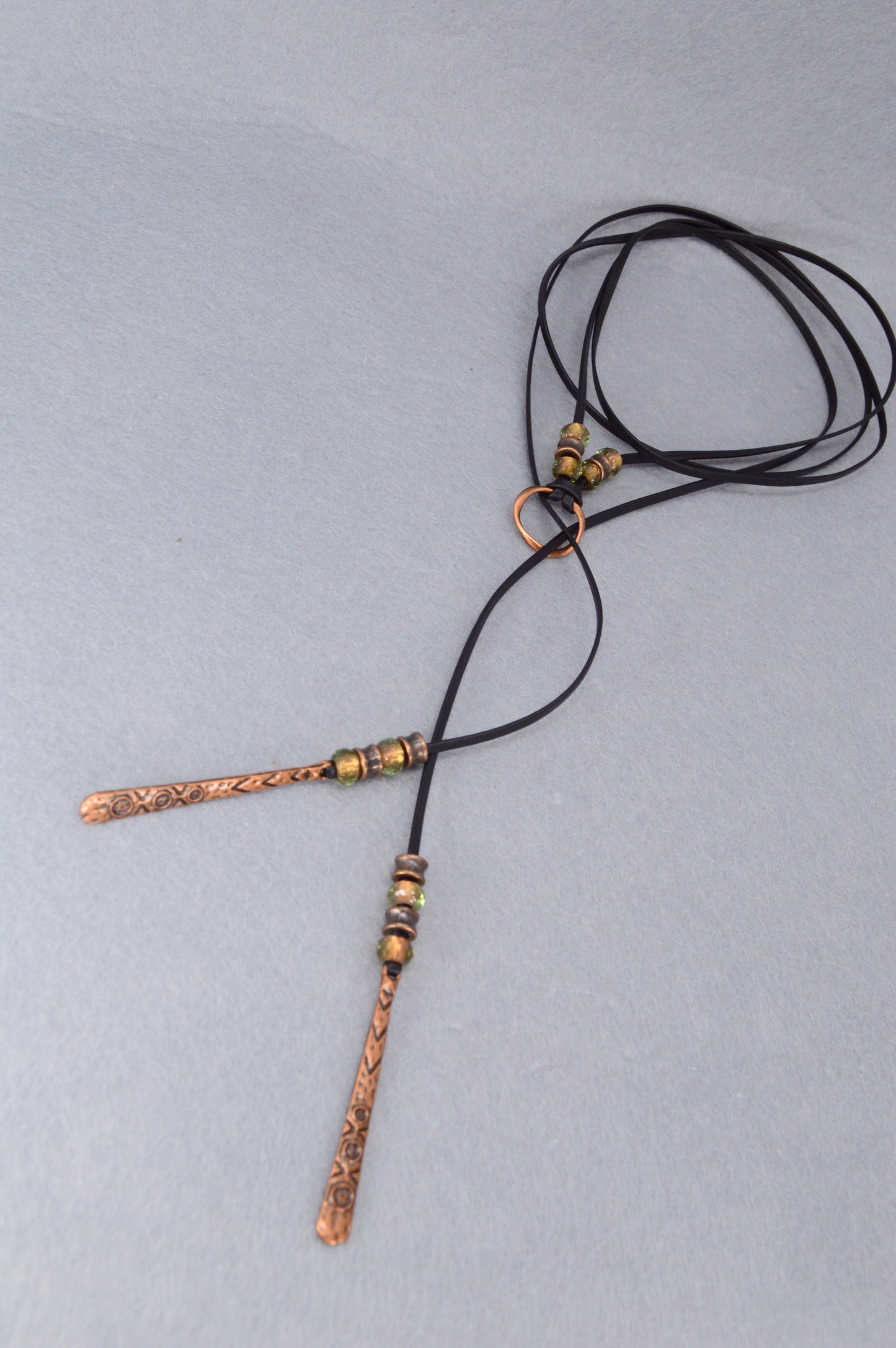 Boho Leather Necklace with Copper Accents | Handmade Festival Jewelry