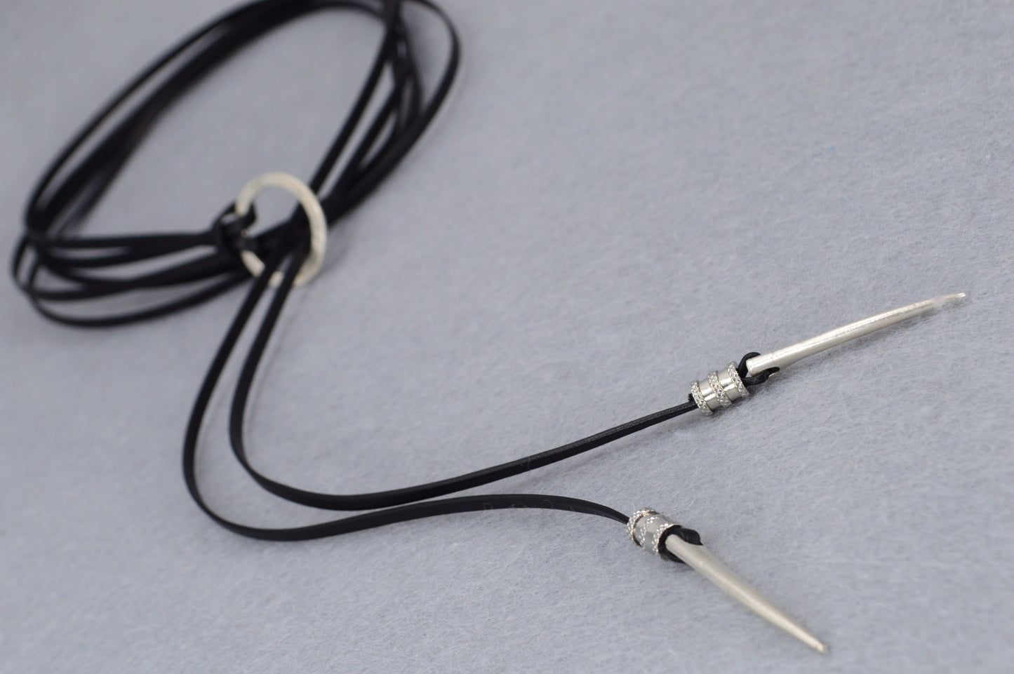 Edgy Black Leather Wrap Choker with Silver Spikes | Punk Gothic Festival Necklace