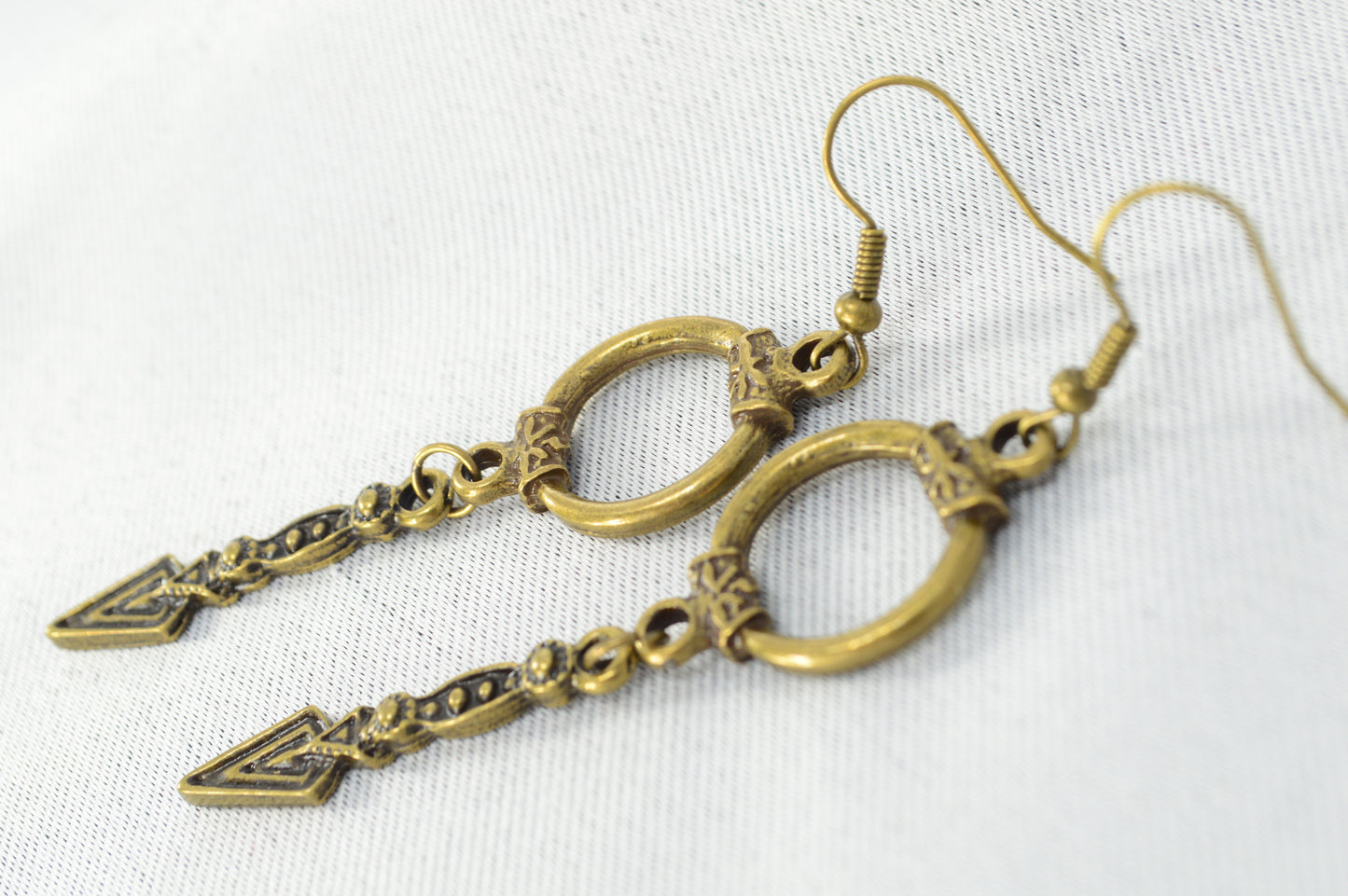 Bronze Boho Ring Drop Earrings