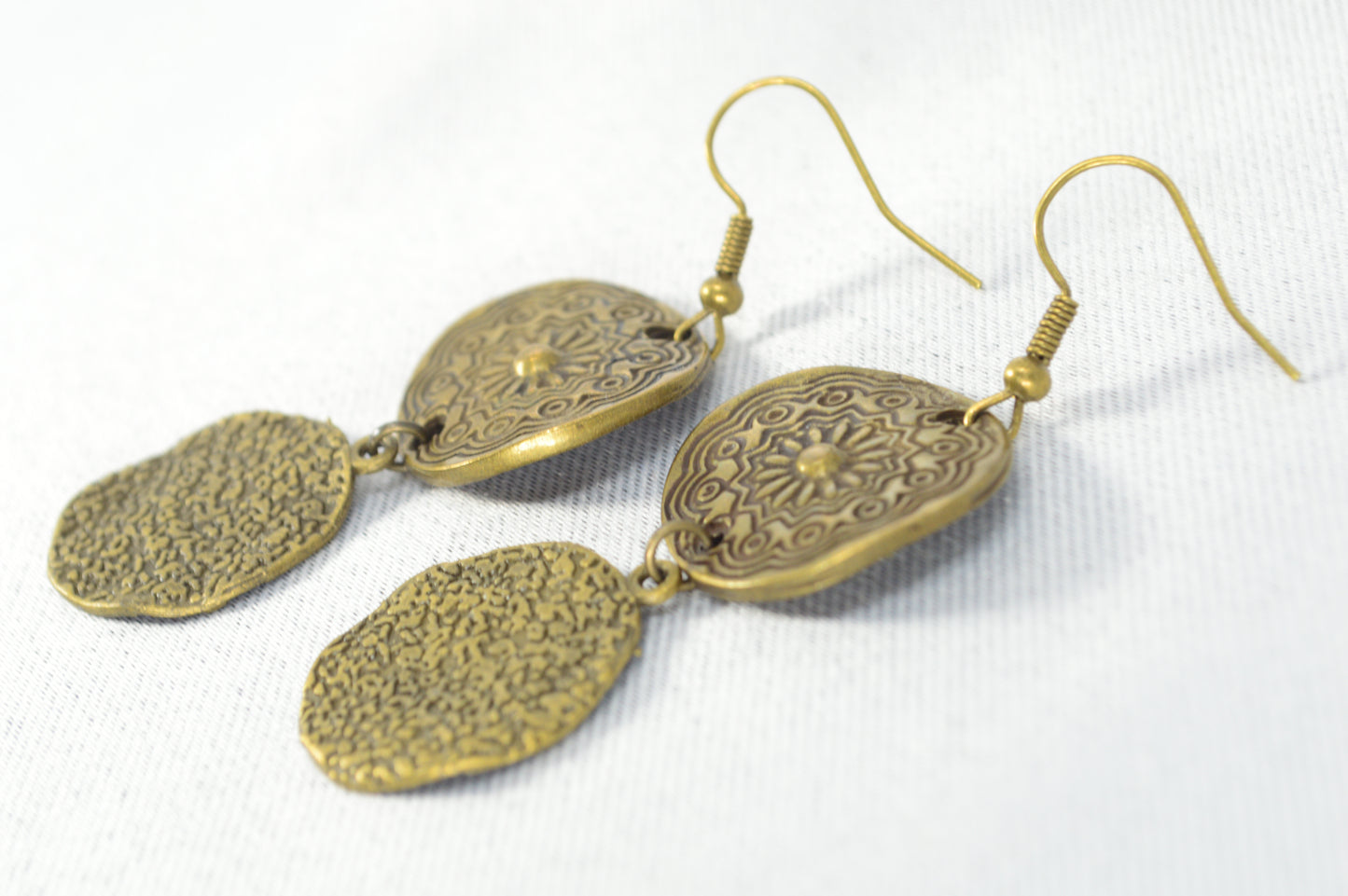 Boho Bronze Disc Dangle Earrings