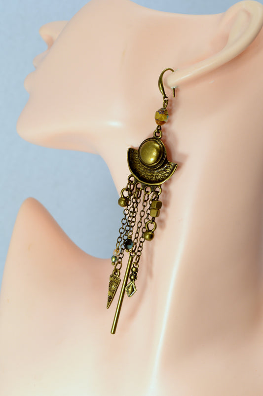 Boho Bronze Chain Statement Earrings