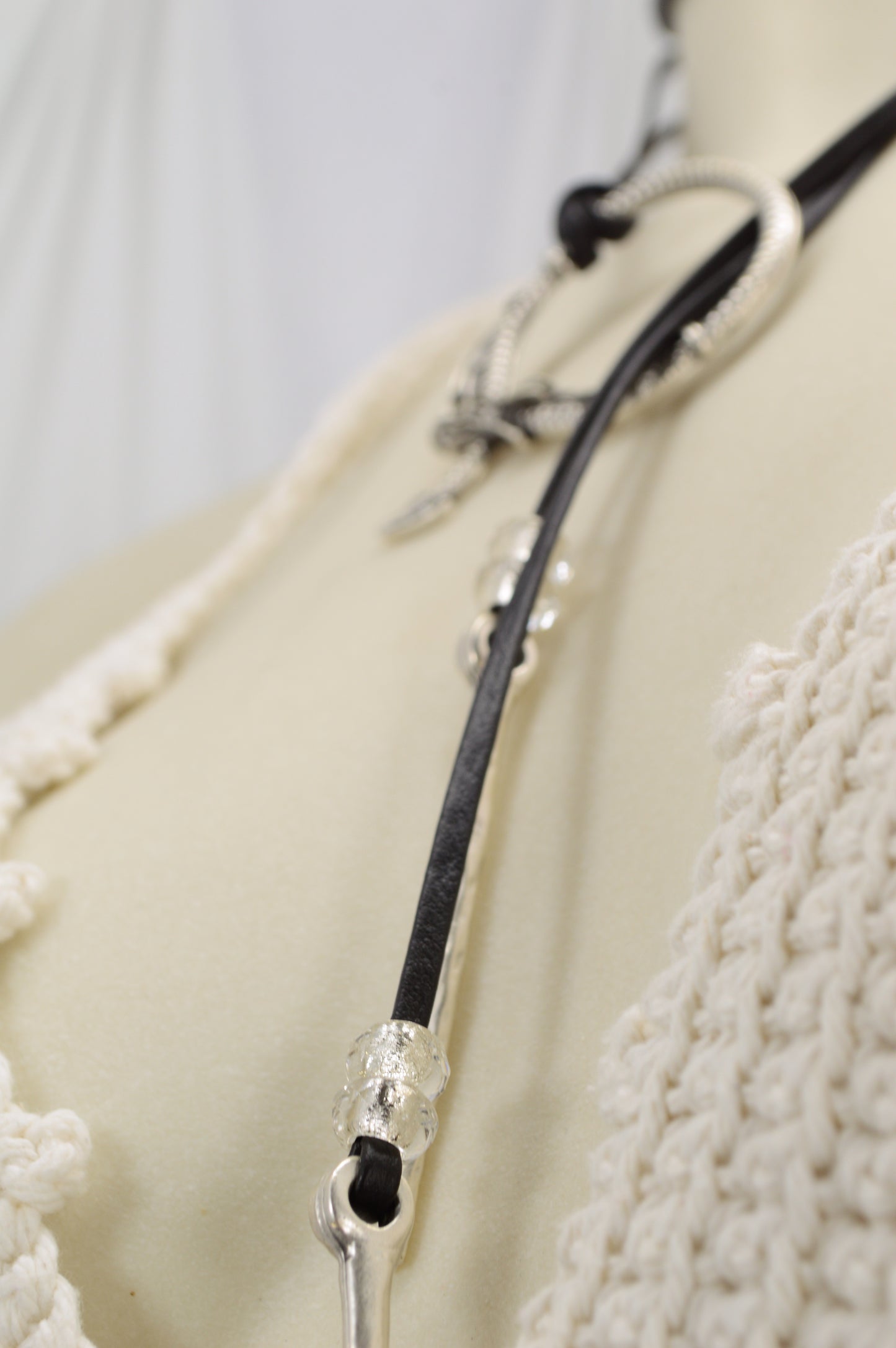 Dragon Circle Necklace | Boho Leather Choker with Silver Dragon Charm