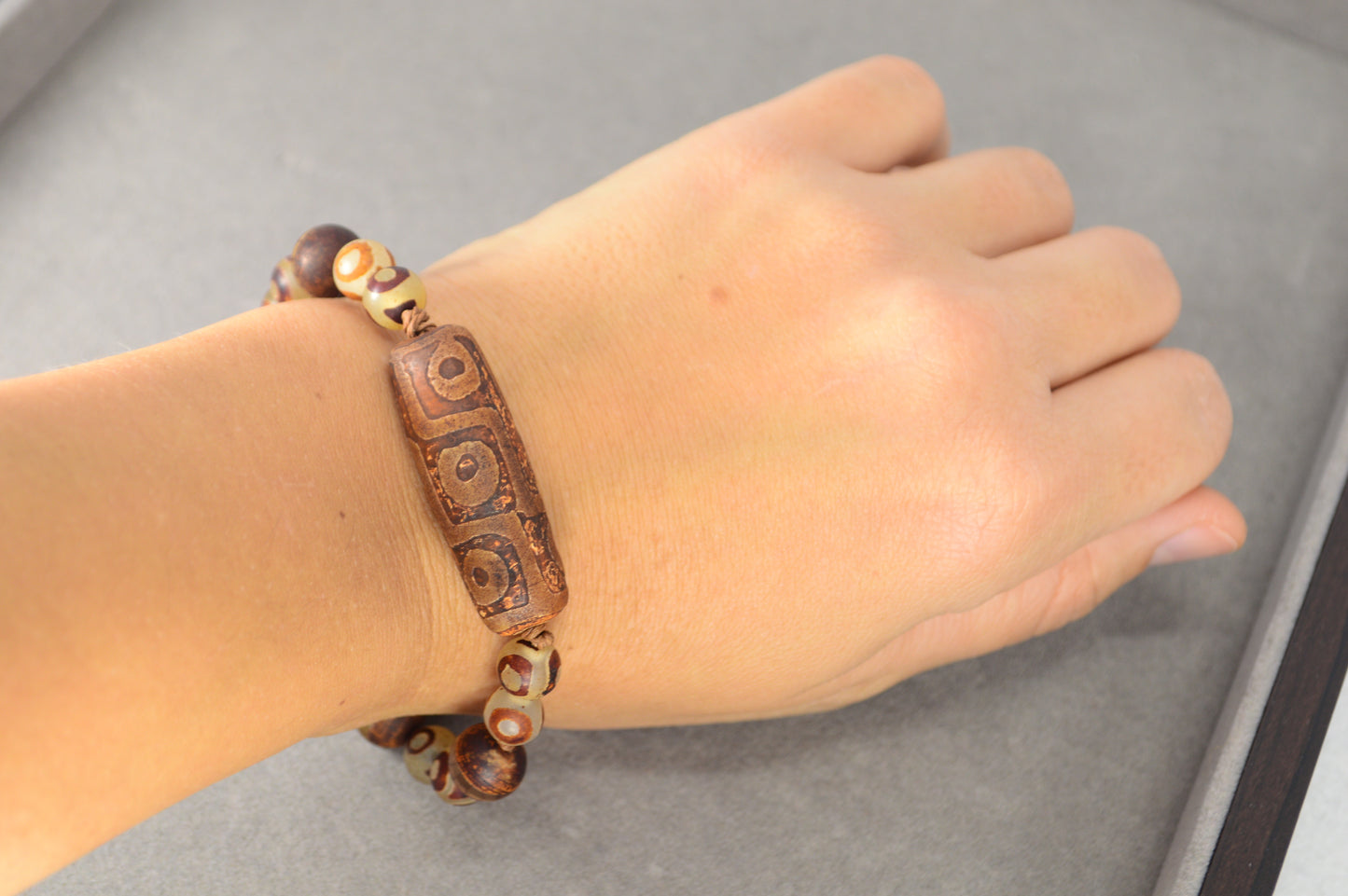 Brown Dzi Bead Tribal Bracelet