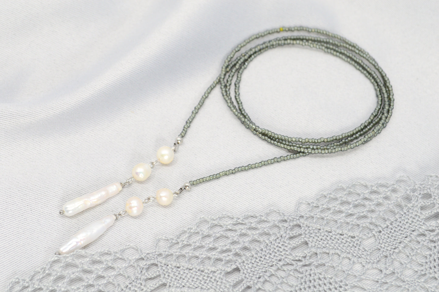 Minimalist Beaded Necklace with Freshwater Pearls – Modern Layered Jewelry