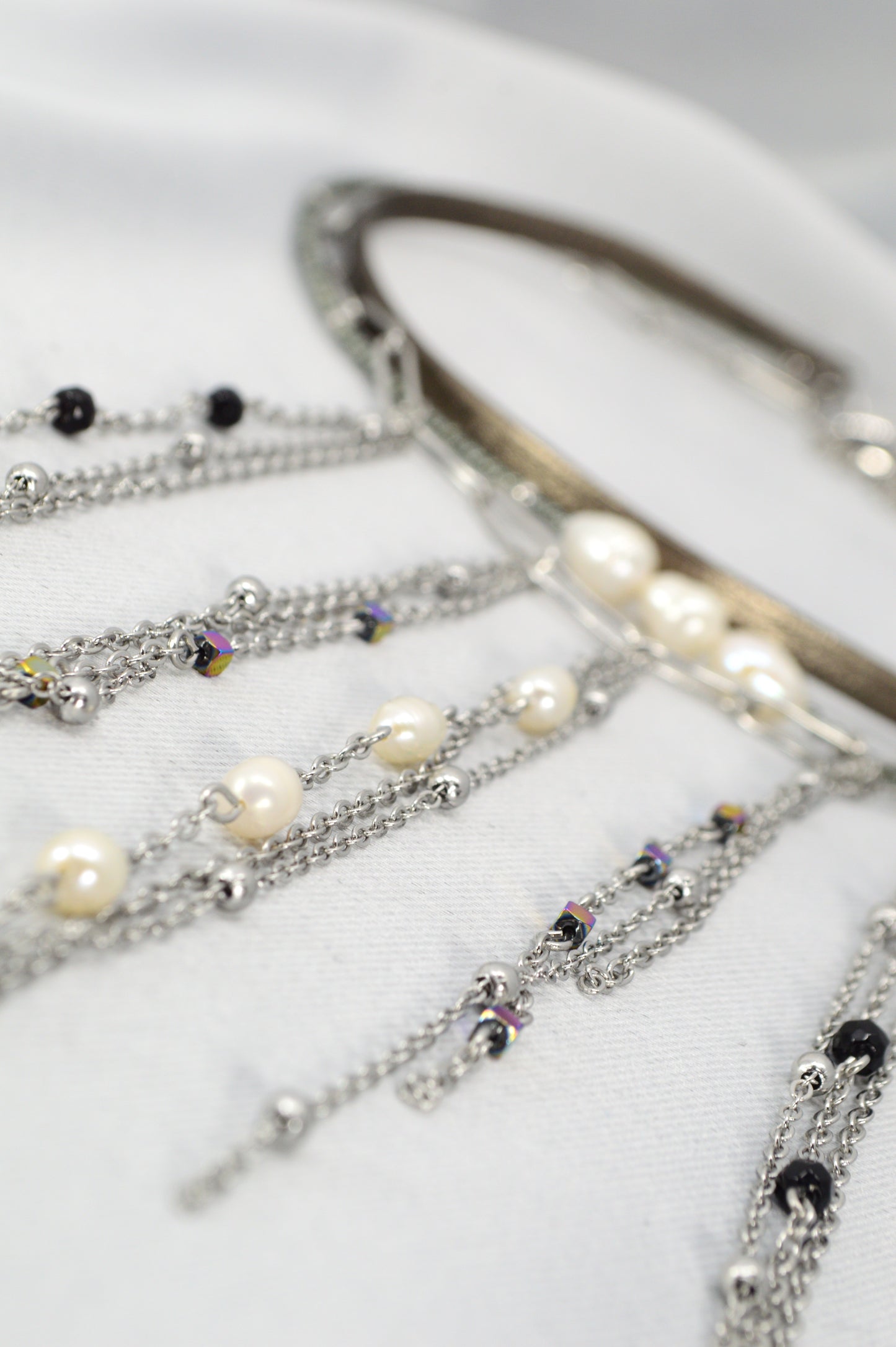 Statement Layered Fringe Necklace – Stainless Steel, Pearls & Gemstones | Fall 2025 Must-Have