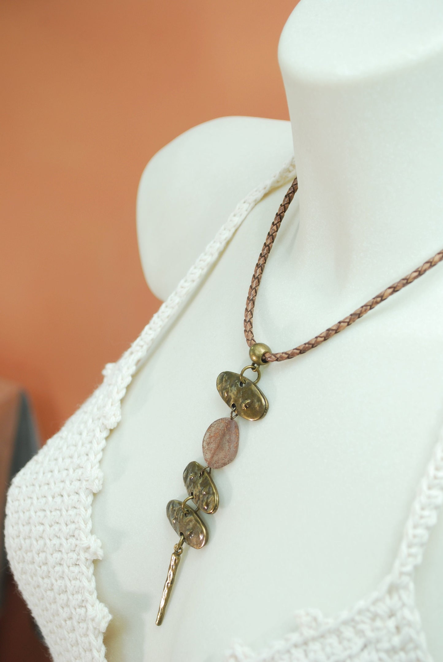 Tribal echnic pendant, long ethnic necklace, large pendant necklace, oversize bronze pendant