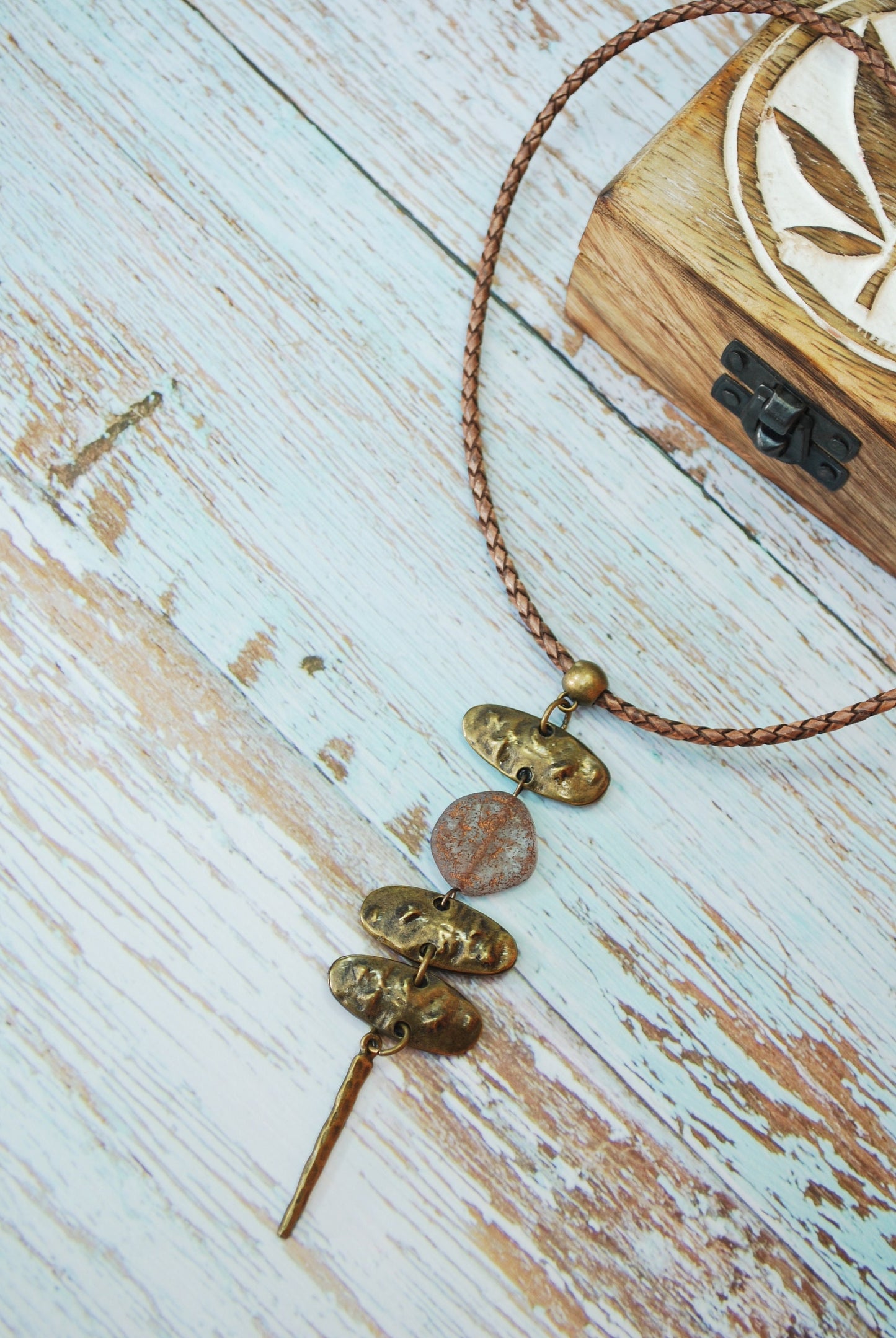 Tribal echnic pendant, long ethnic necklace, large pendant necklace, oversize bronze pendant