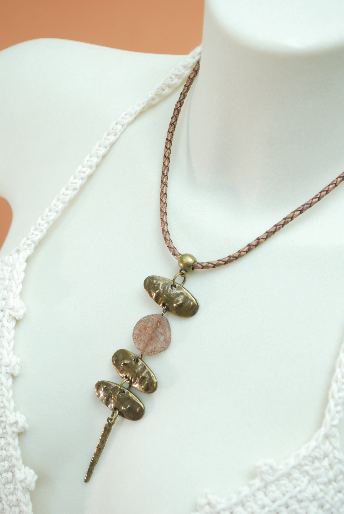 Tribal echnic pendant, long ethnic necklace, large pendant necklace, oversize bronze pendant