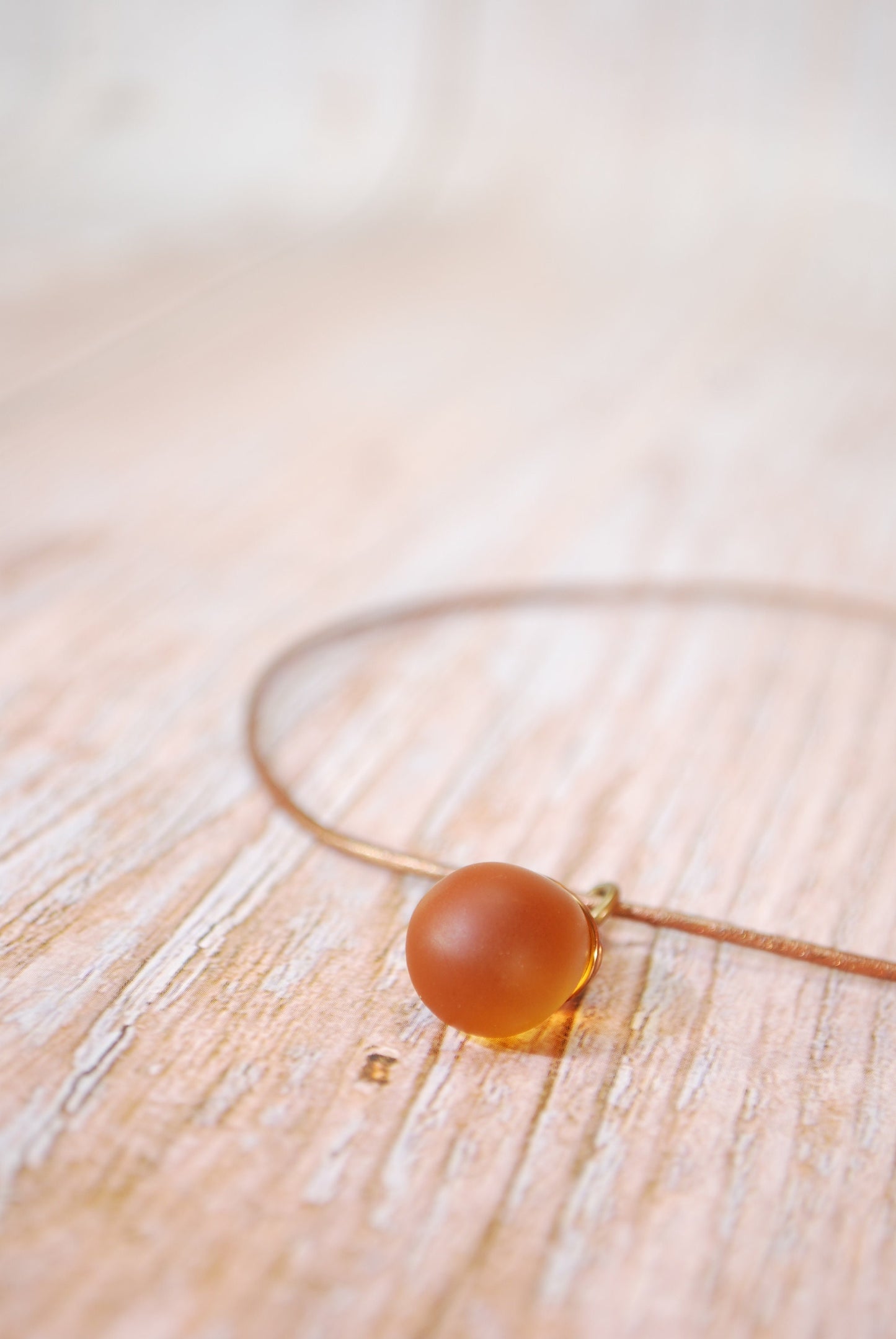 Matt Honey Teardrop Bead Choker, Boho Choker, Minimalist Pendant, Choker Necklaces for Women, 14"