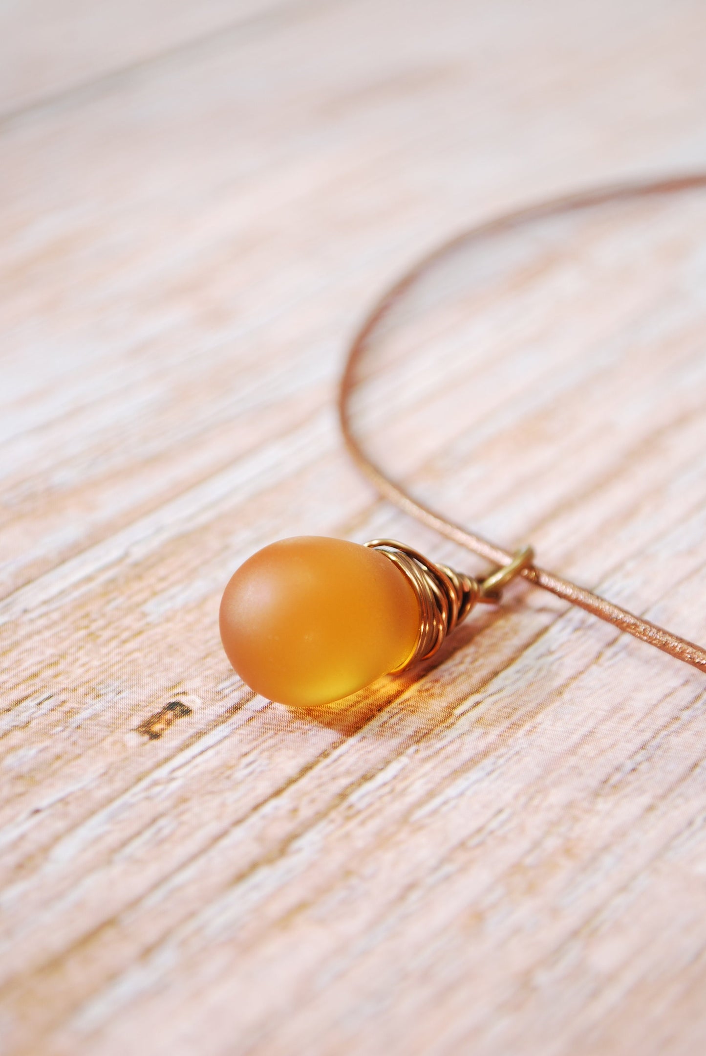 Matt Honey Teardrop Bead Choker, Boho Choker, Minimalist Pendant, Choker Necklaces for Women, 14"
